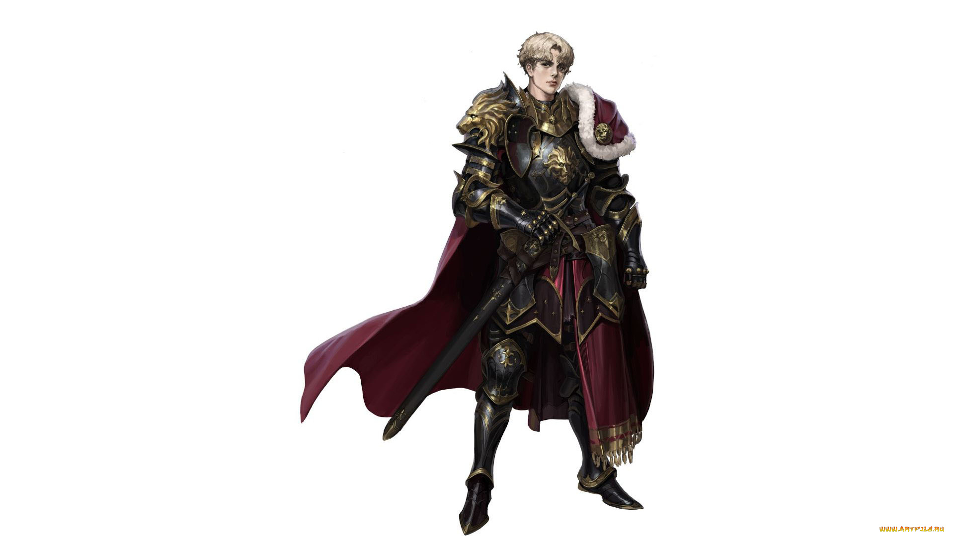 фэнтези, люди, воин, рыцарь, меч, плащ