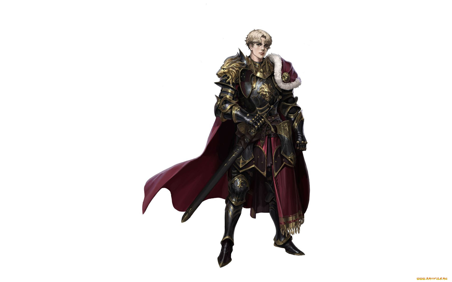 фэнтези, люди, воин, рыцарь, меч, плащ