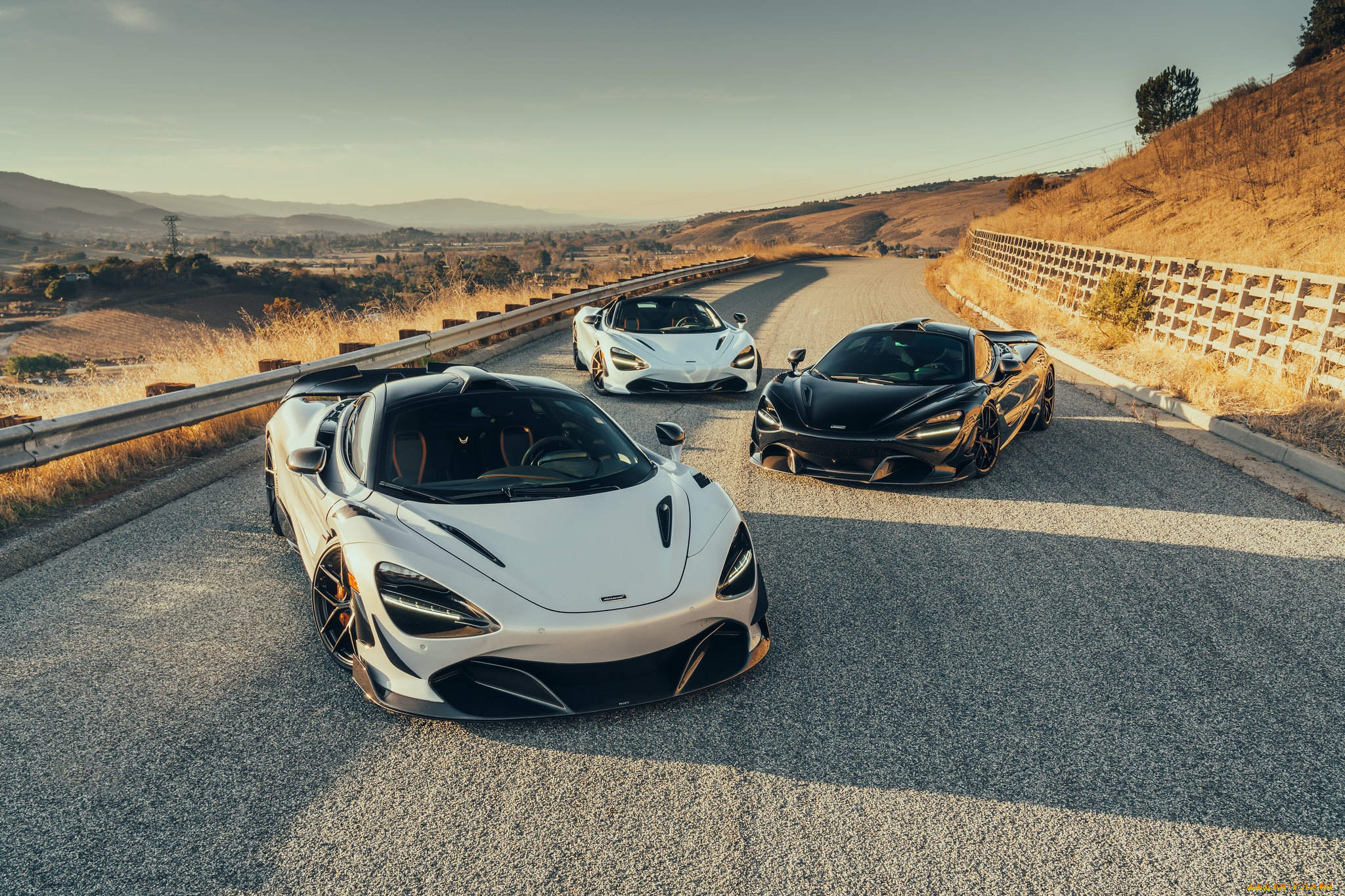 автомобили, mclaren, white, black, road, 720s