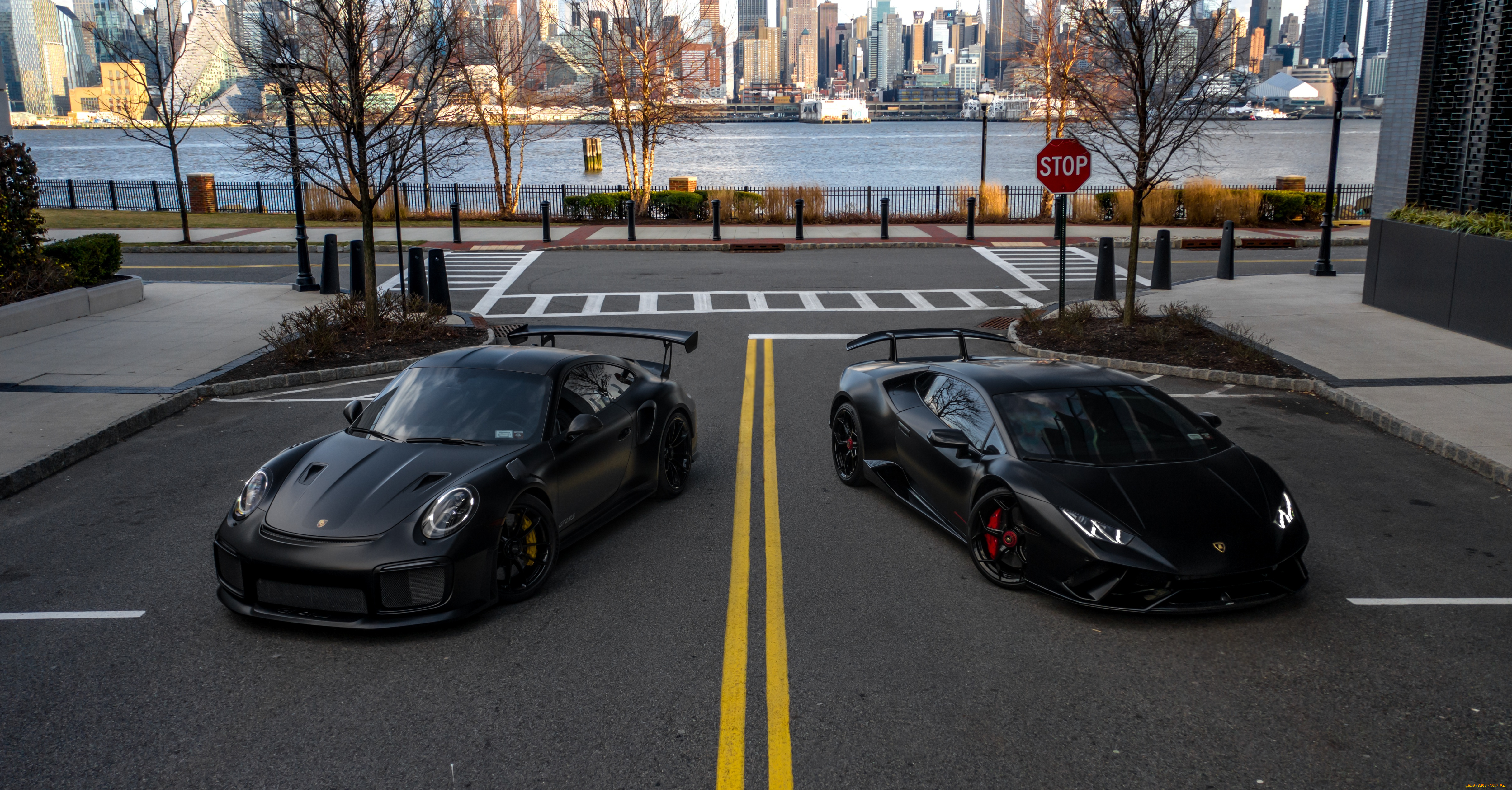 автомобили, разные, вместе, lamborghini, 911, porsche, black, 991, turbo, s, vag, performante, huracan, duet