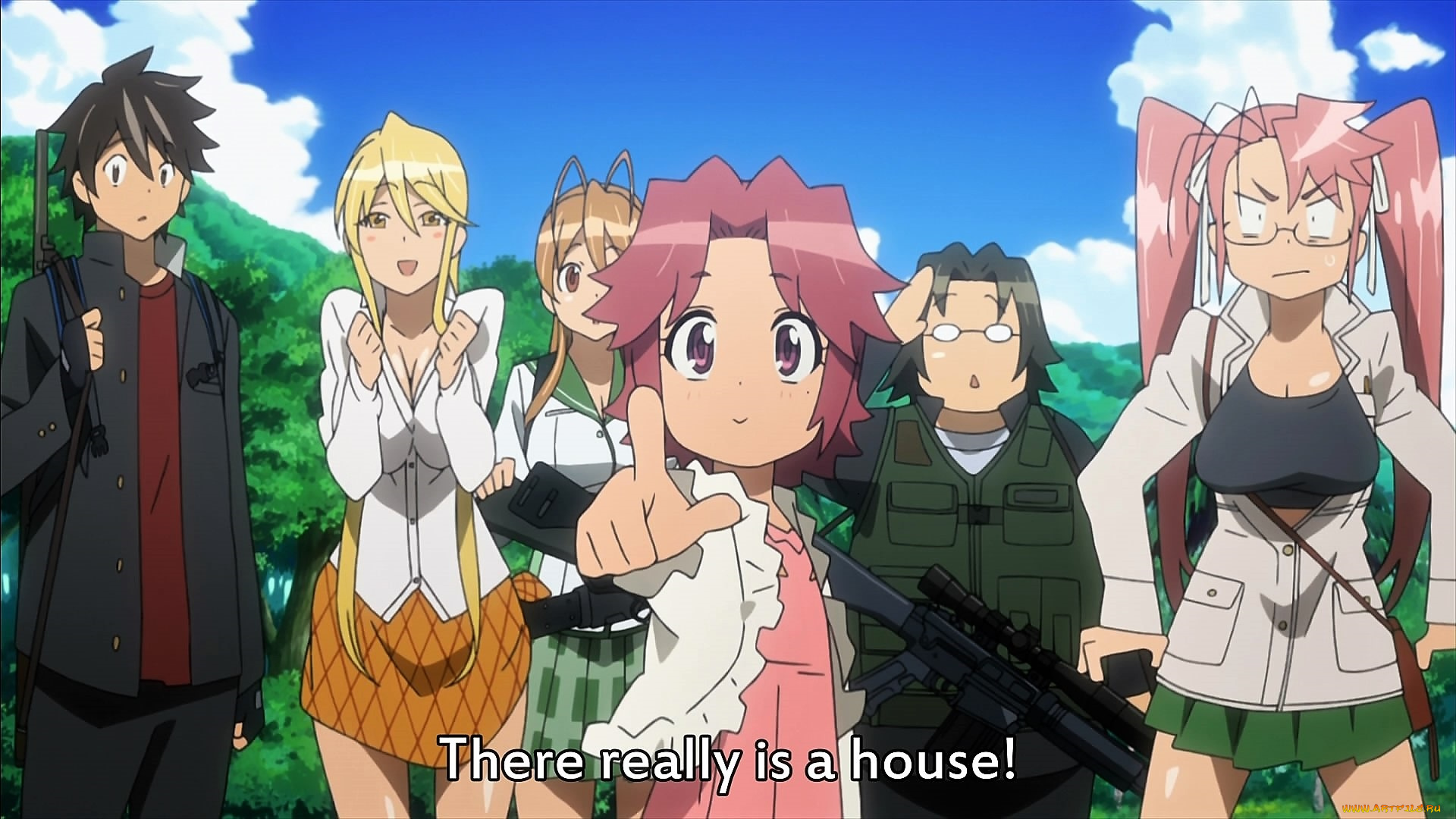 аниме, highschool, of, the, dead, компания, оружие