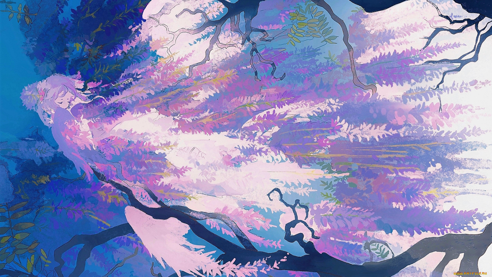 аниме, unknown, , другое, , девушка, дерево