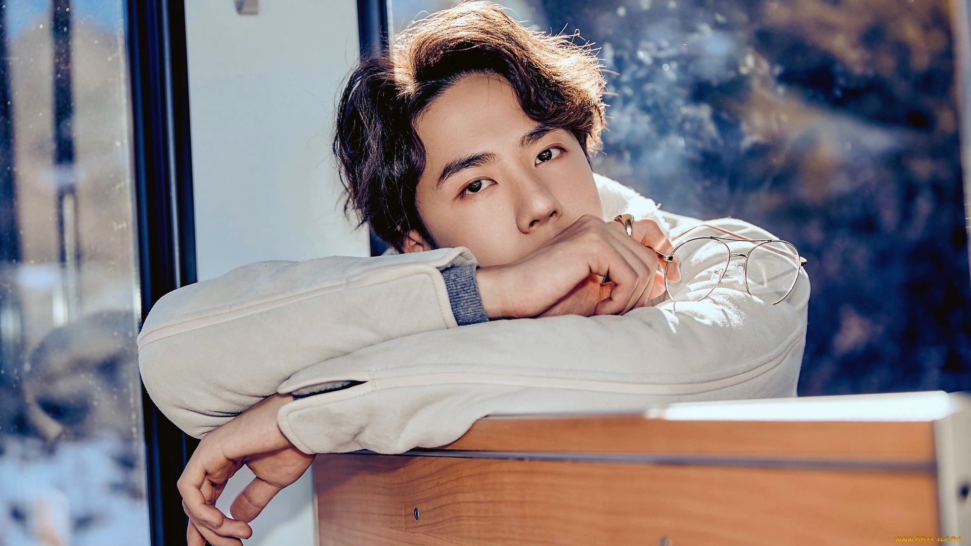 мужчины, wang, yi, bo, актер, куртка, очки, автобус