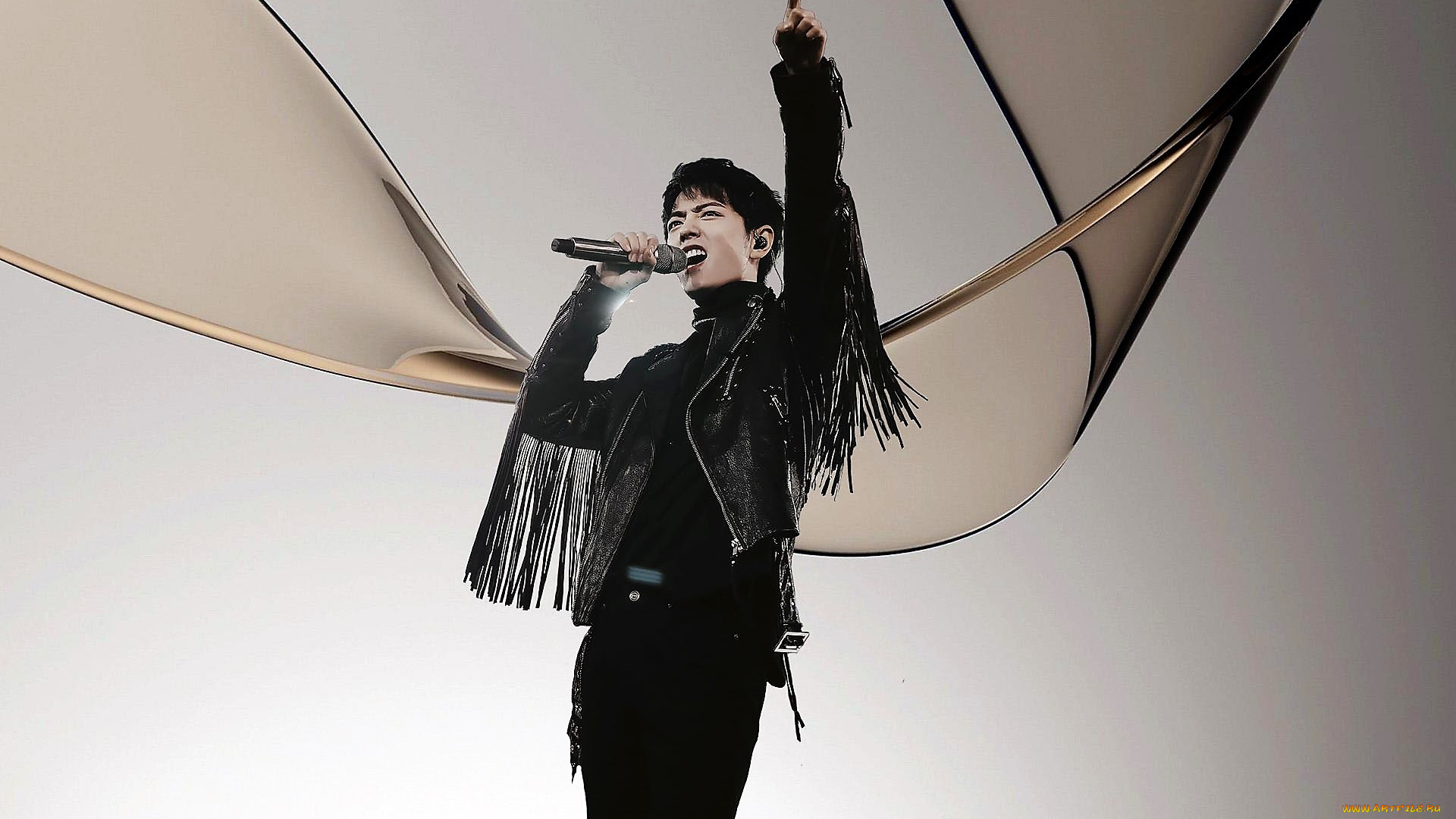 мужчины, xiao, zhan, актер, певец, куртка, бахрома, микрофон