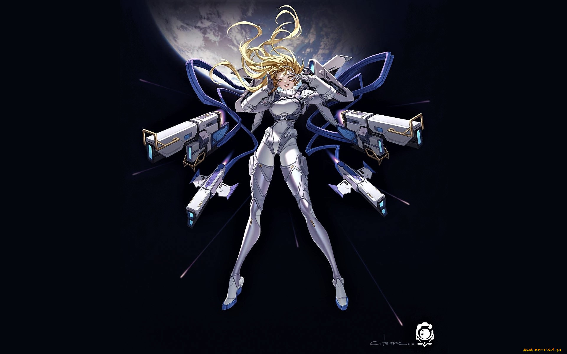 аниме, оружие, , техника, , технологии, девушка, планета