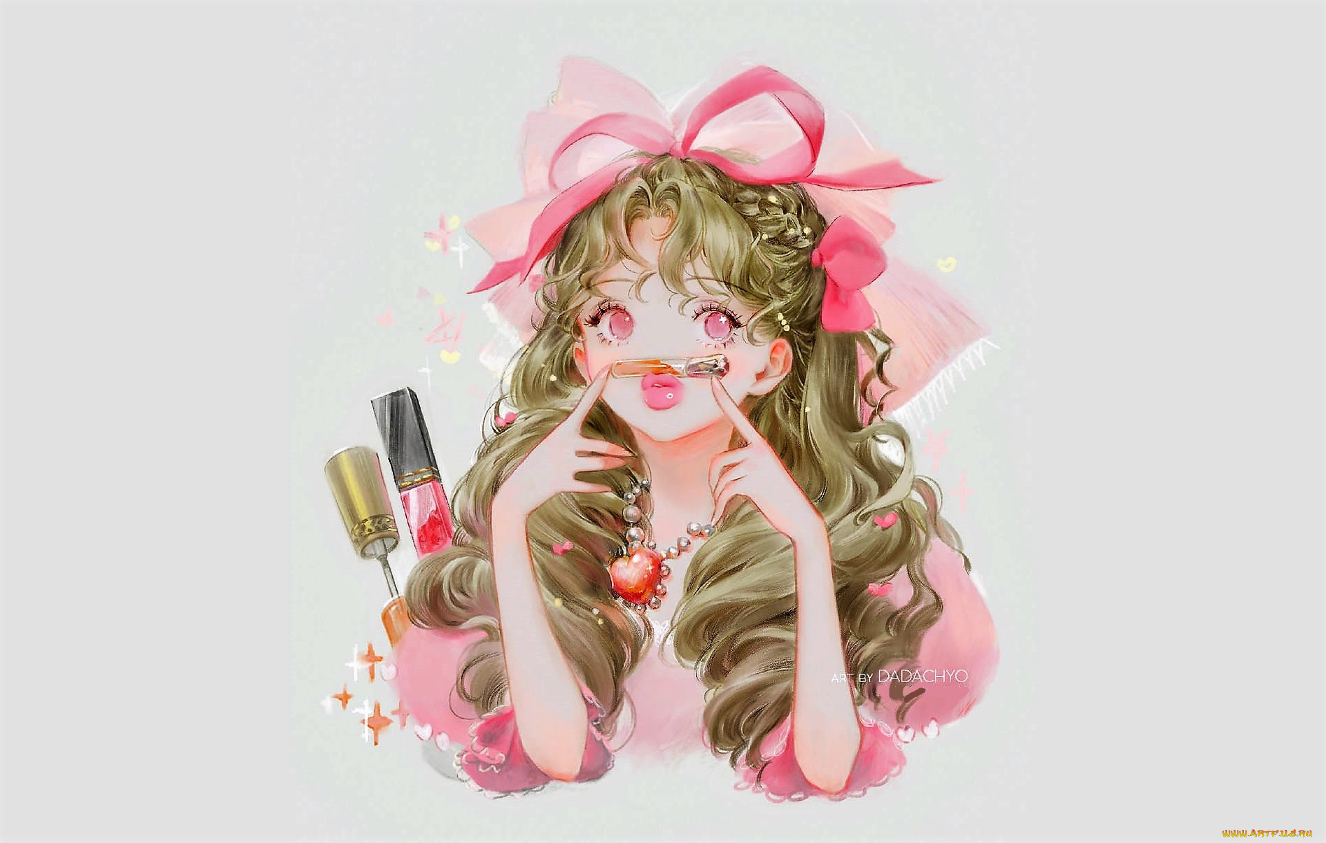 аниме, unknown, , другое, , девочка, бант, помада