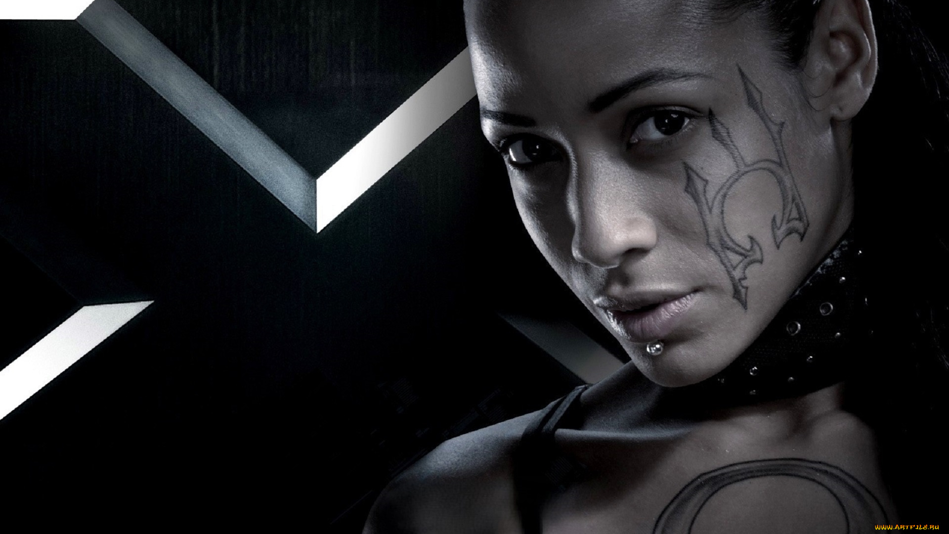 кино, фильмы, x-men, 3, девушка, лицо, тату