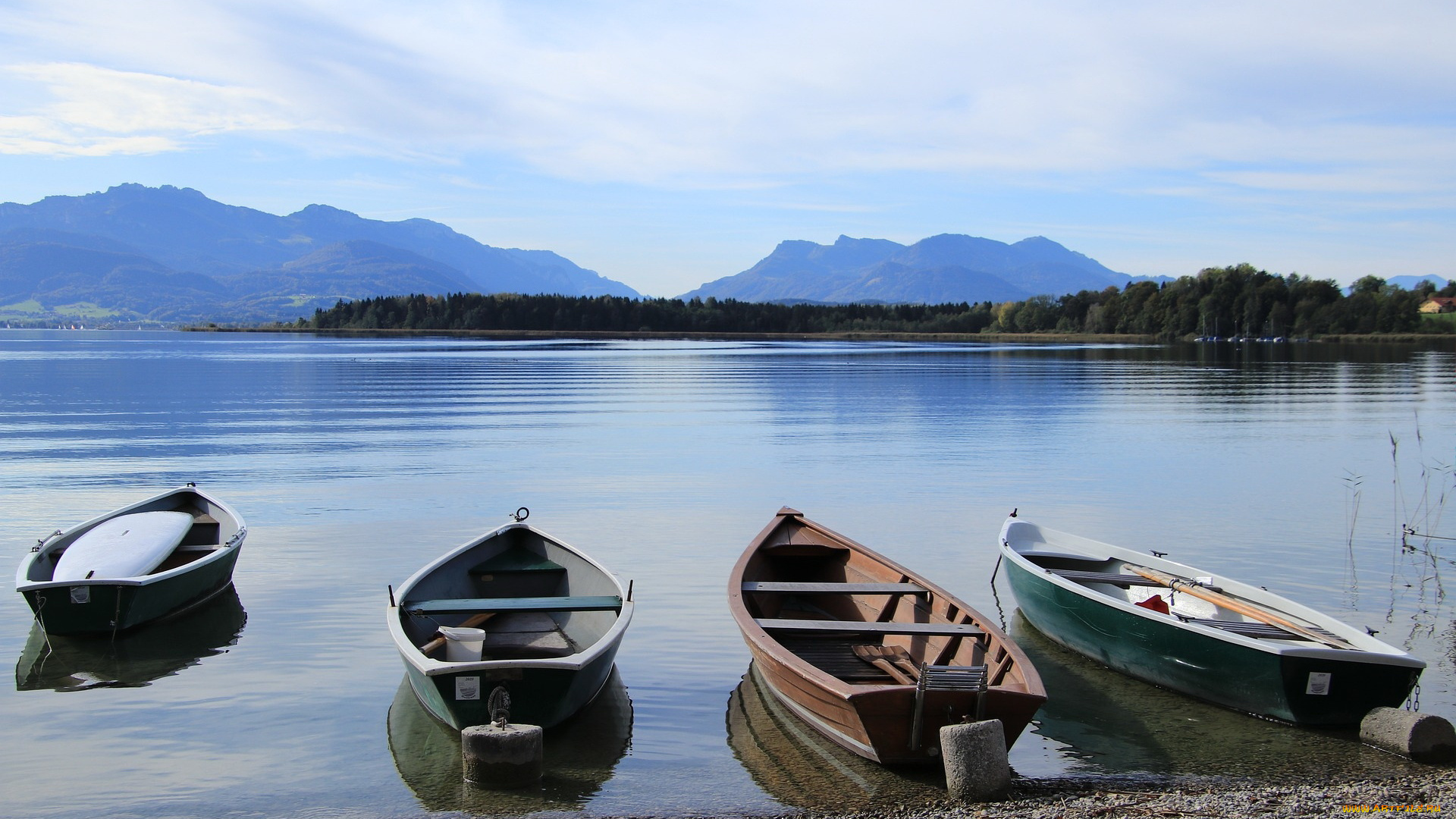 корабли, лодки, , шлюпки, горы, озеро