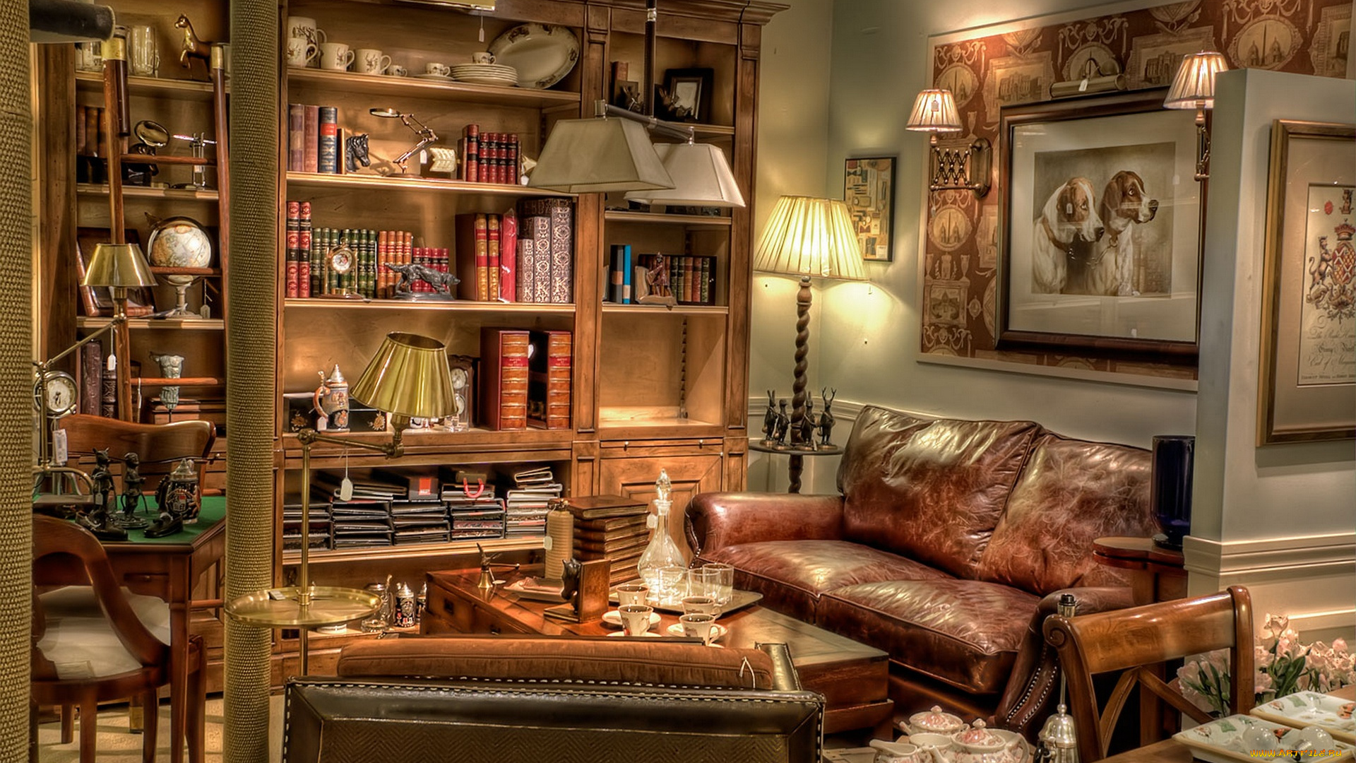 интерьер, кабинет, библиотека, офис