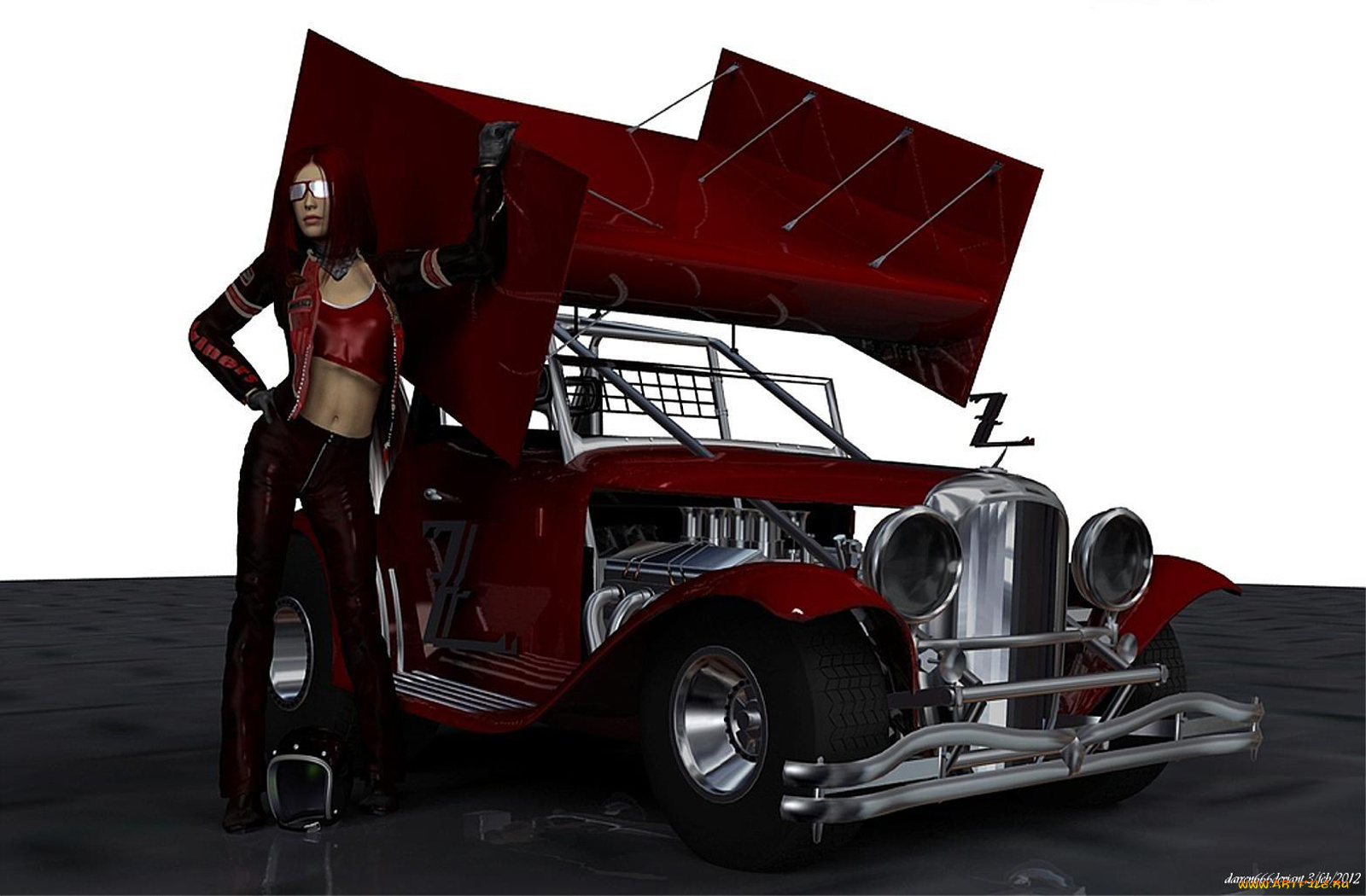 3д, графика, people, люди, девушка, автомобиль