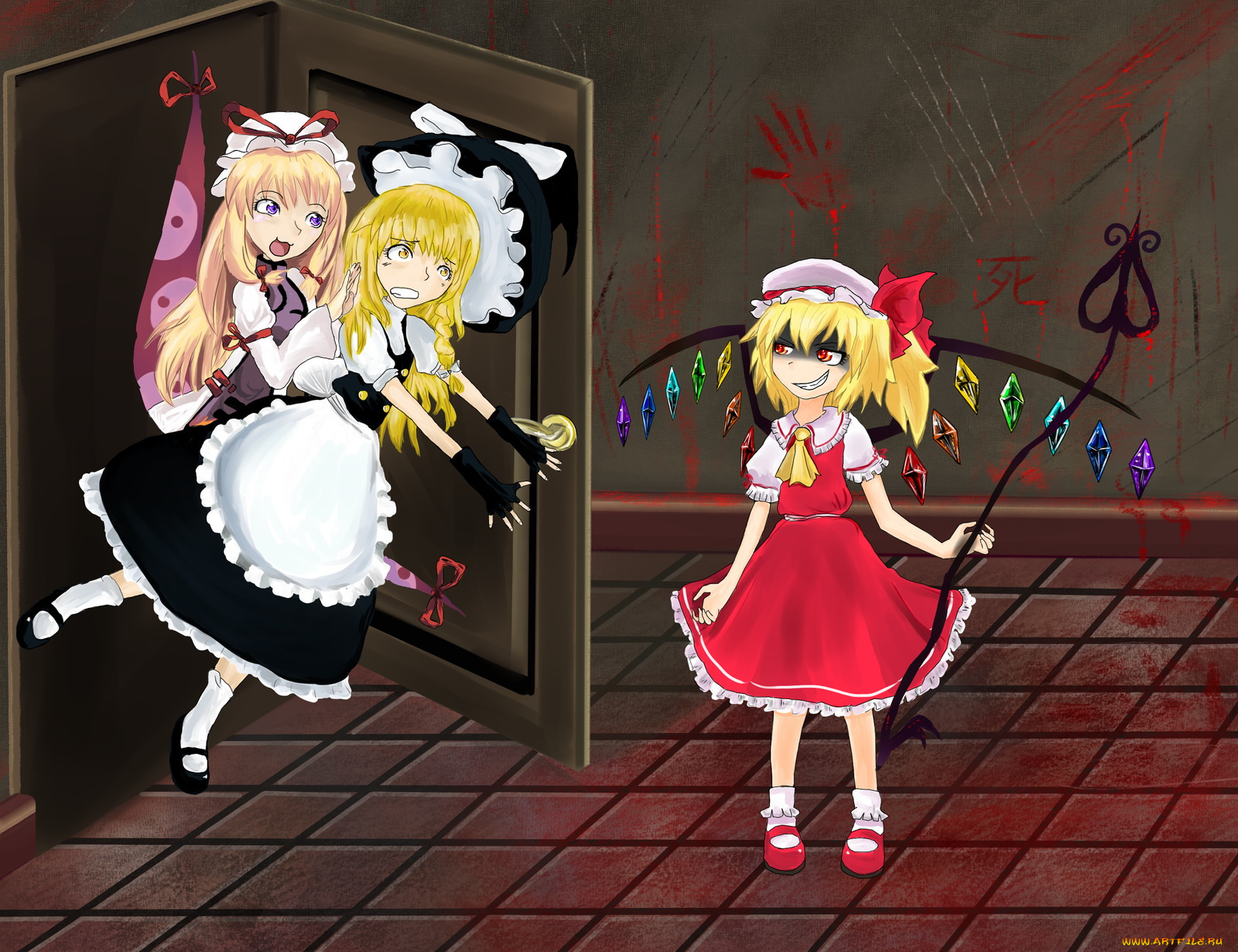 аниме, touhou, мариса, кирисаме, юкари, Якумо, фландрия, скарлет