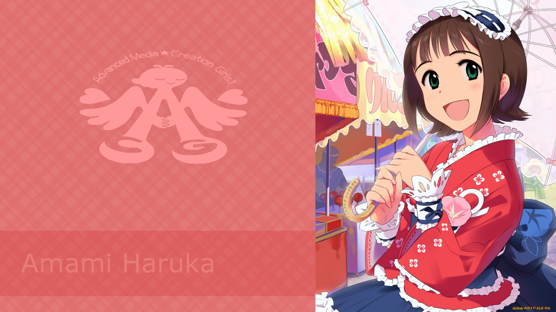 аниме, idolm@ster, зонтик, девушка