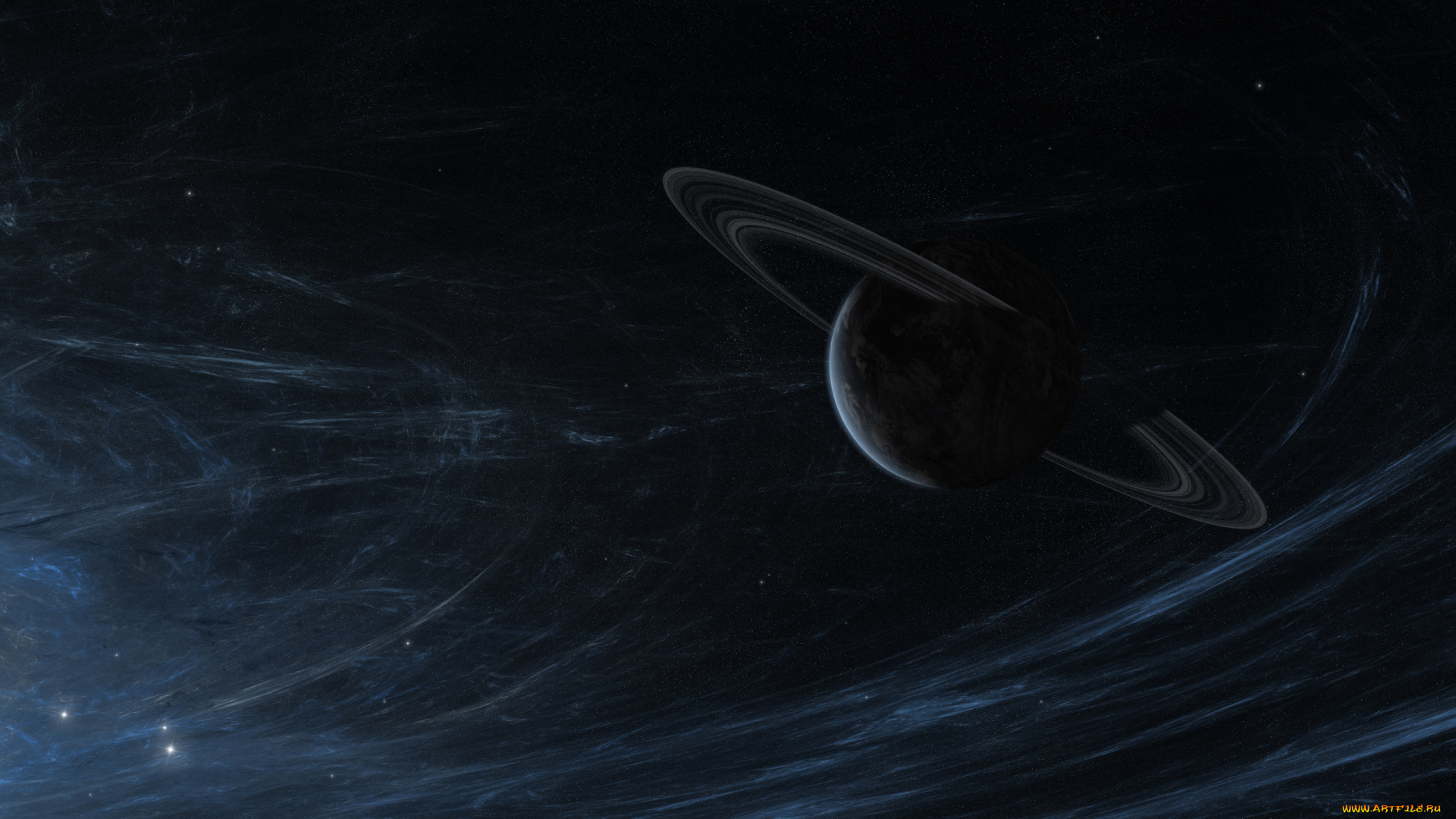 космос, арт, пространство, бесконечность, планета, кольца, звезды