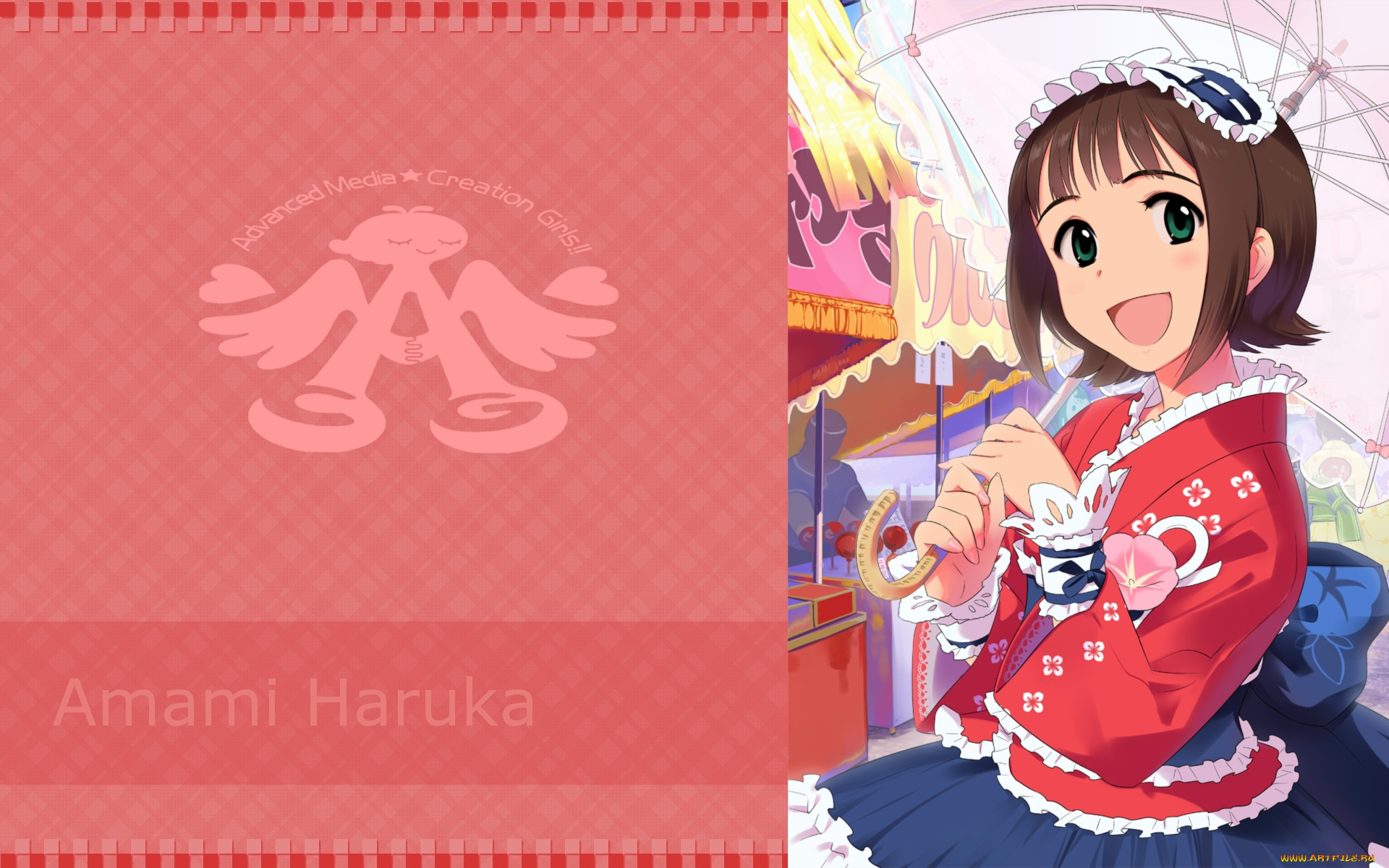 аниме, idolm@ster, зонтик, девушка