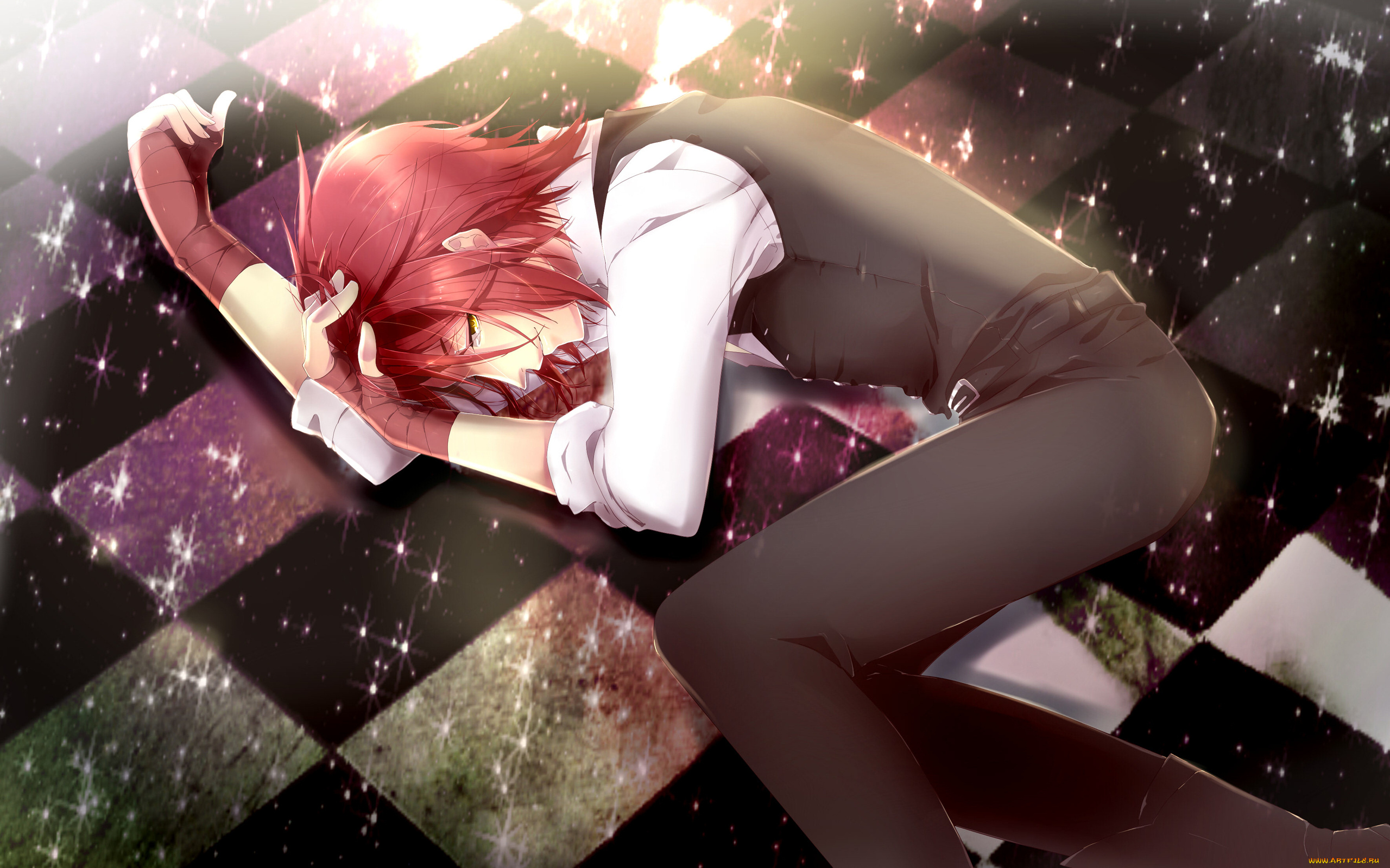 аниме, will, o`wisp, парень, блестки, лежит