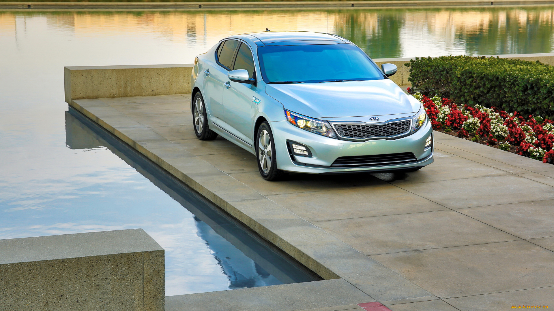 2014, kia, optima, hybrid, автомобили, kia, optima, голубой, причал, река