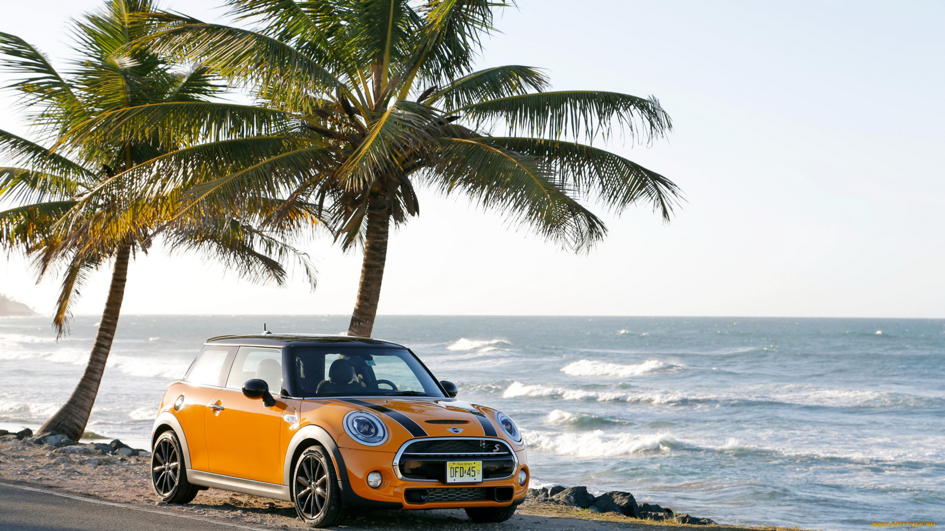 2014, mini, cooper, s, автомобили, mini, cooper, оранжевый, тюнинг, побережье