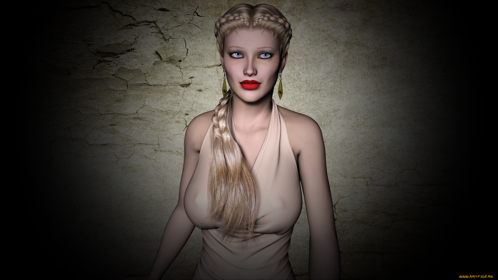 3д, графика, people, , люди, коса, фон, взгляд, девушка