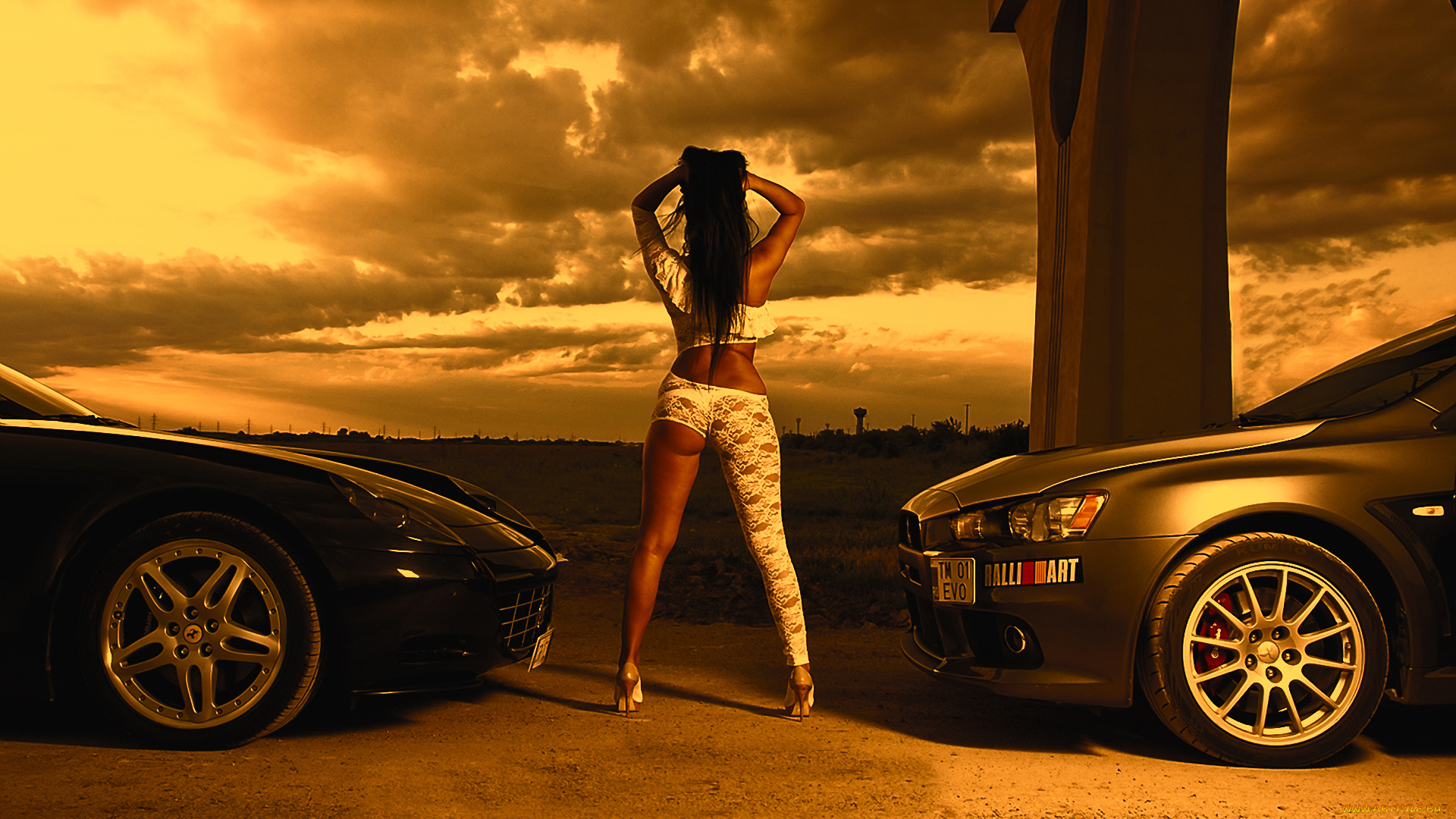 автомобили, авто, с, девушками, облака, туфли