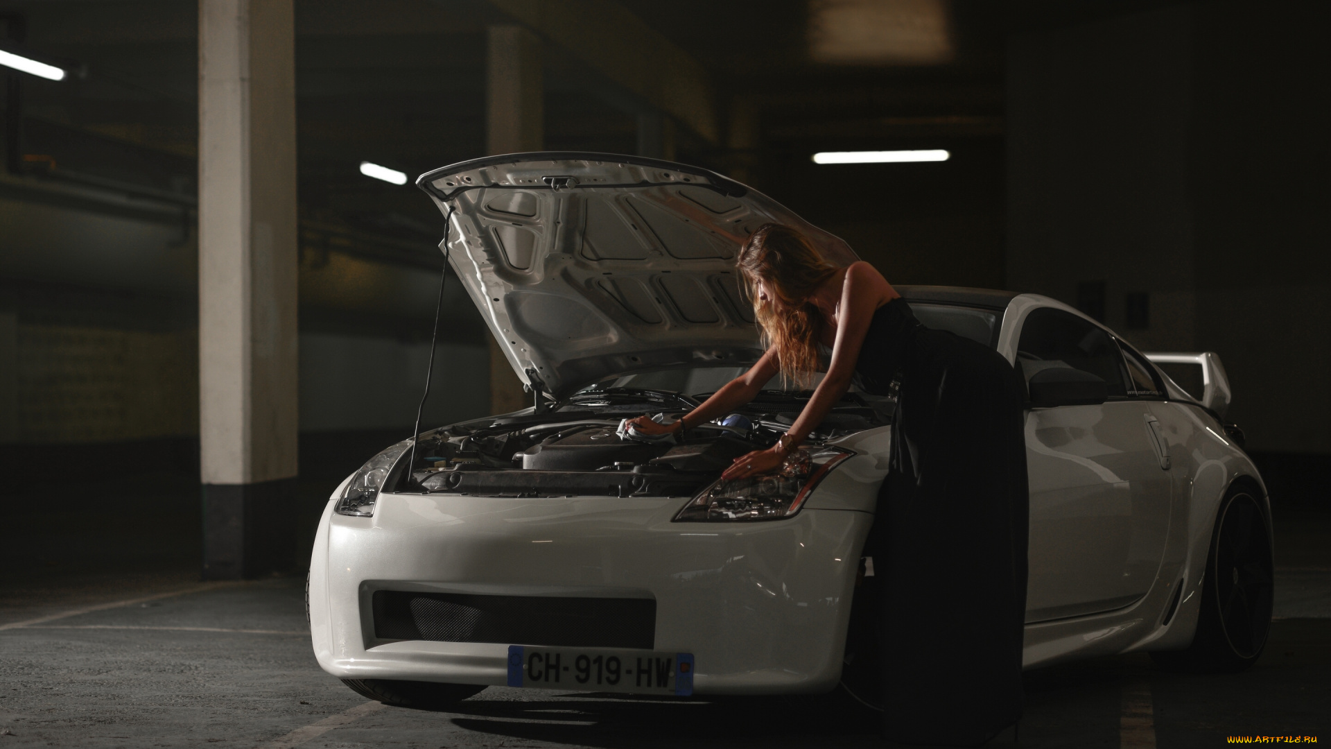 автомобили, авто, с, девушками, платье, белый