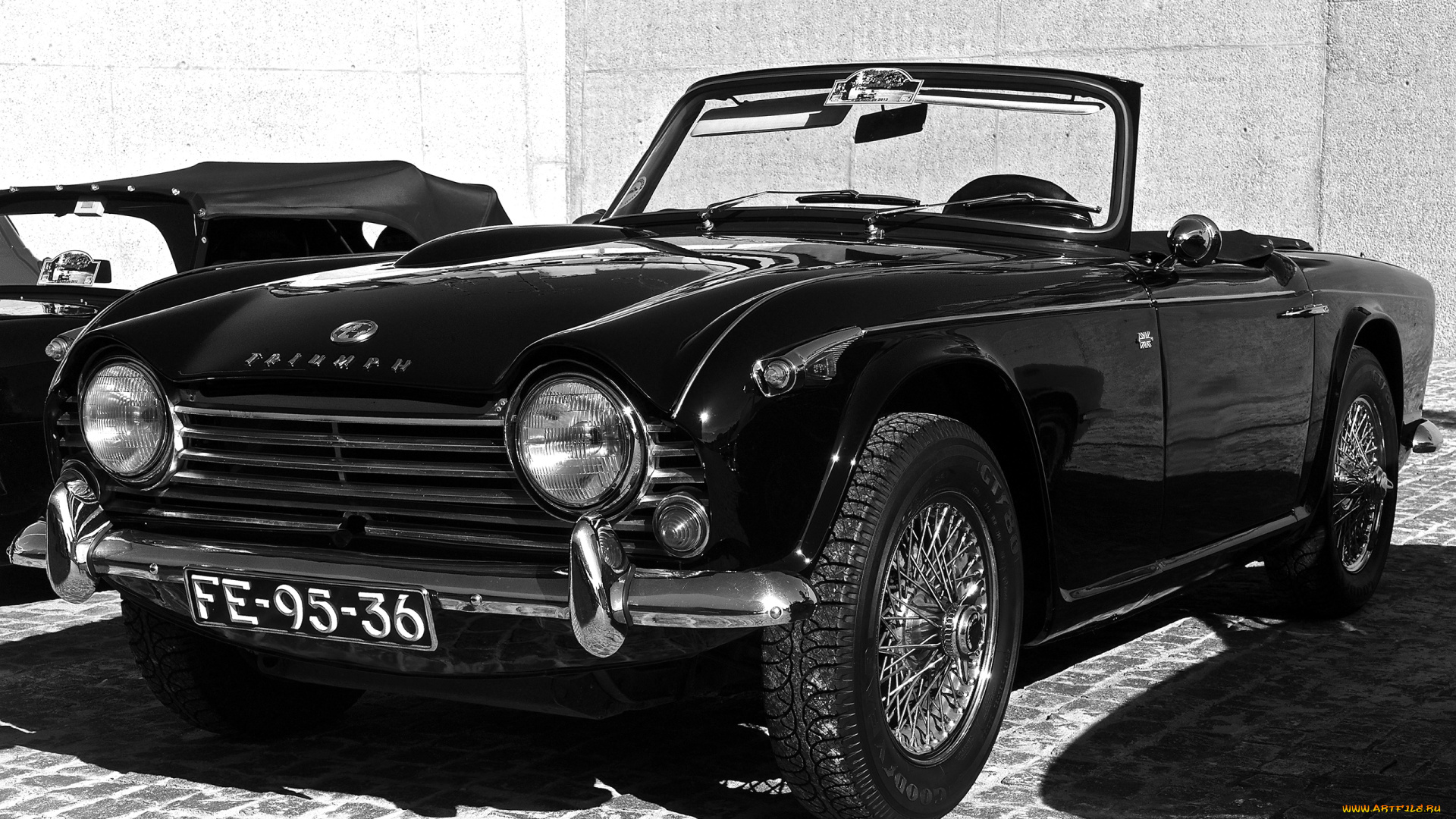 автомобили, выставки, и, уличные, фото, черный, tr4, triumph