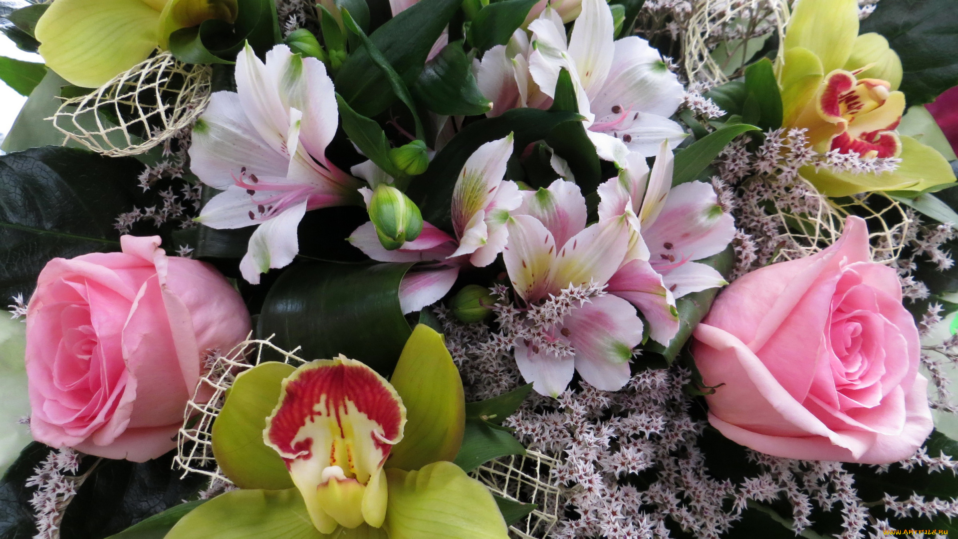 цветы, букеты, , композиции, букет, орхидеи, альстромерии, розы