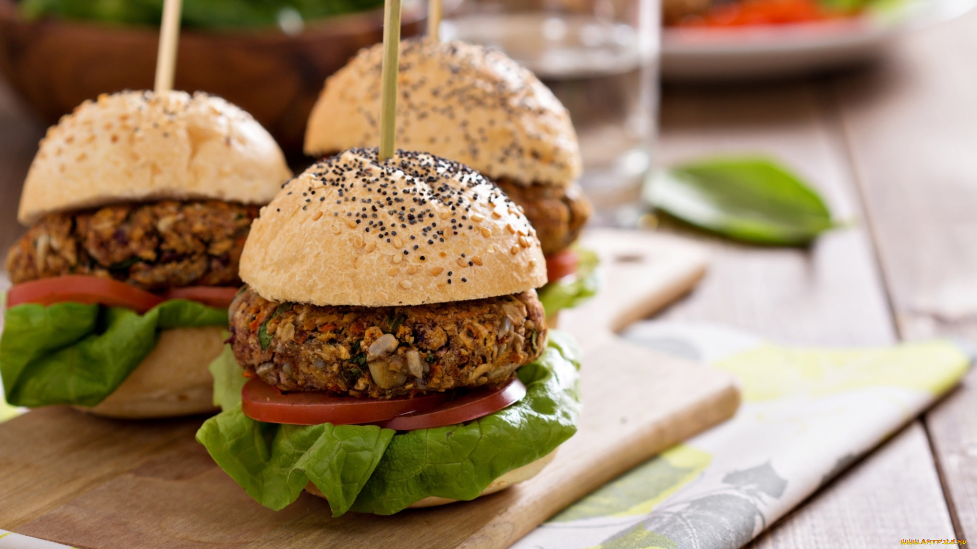 еда, бутерброды, , гамбургеры, , канапе, гамбургер, зелень