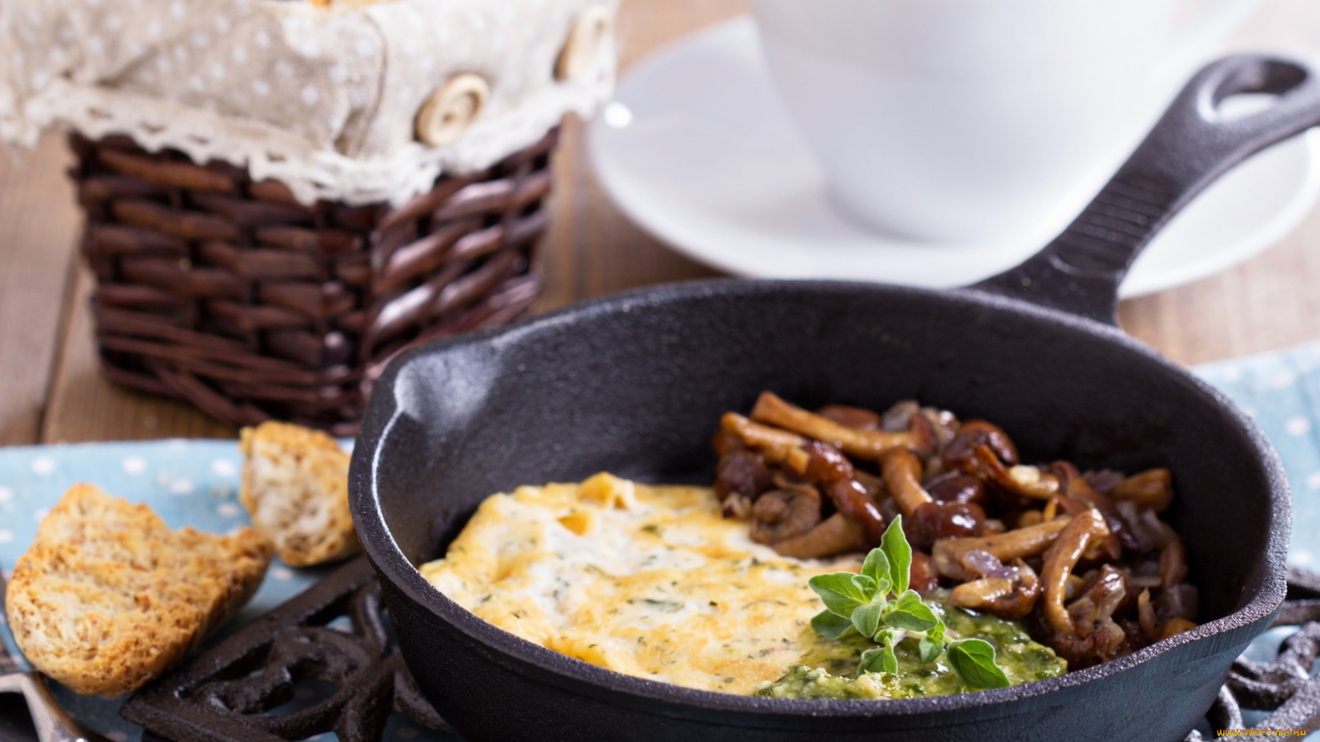 еда, грибы, , грибные, блюда, зелень, омлет, завтрак