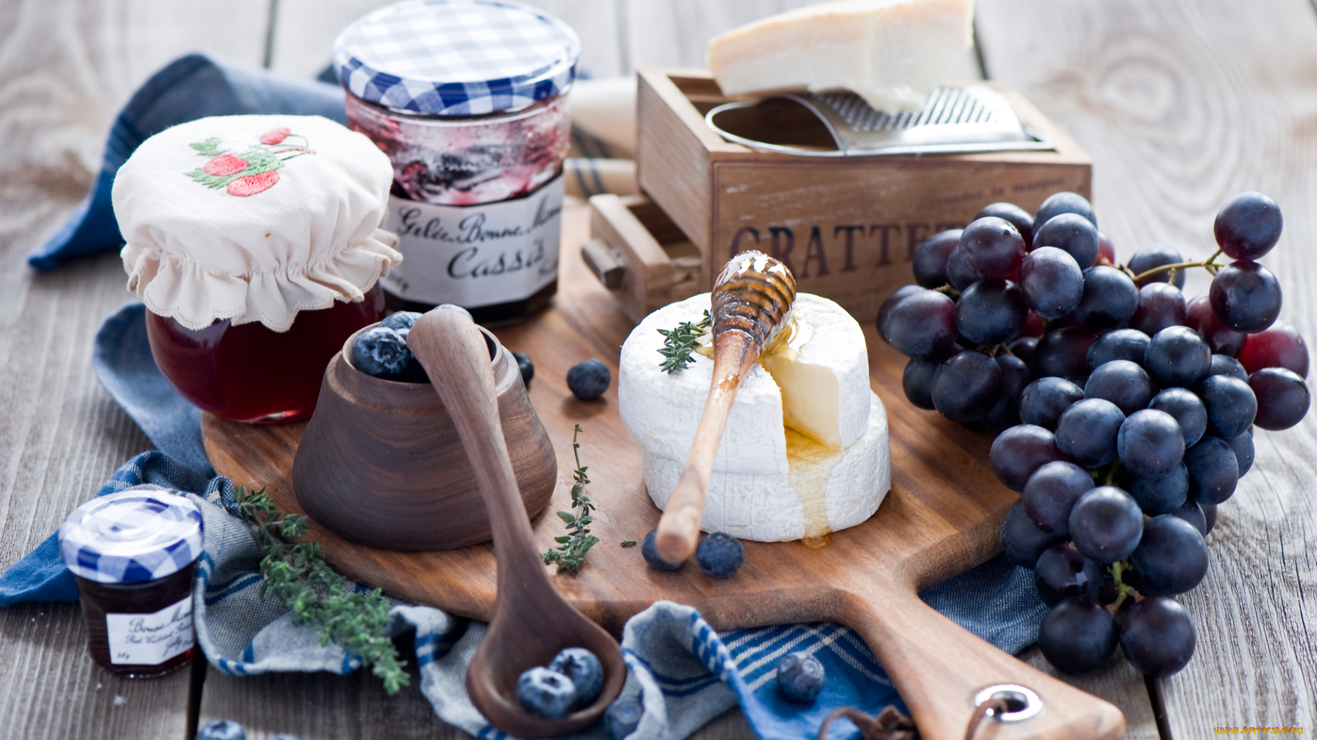 еда, разное, сыр, виноград
