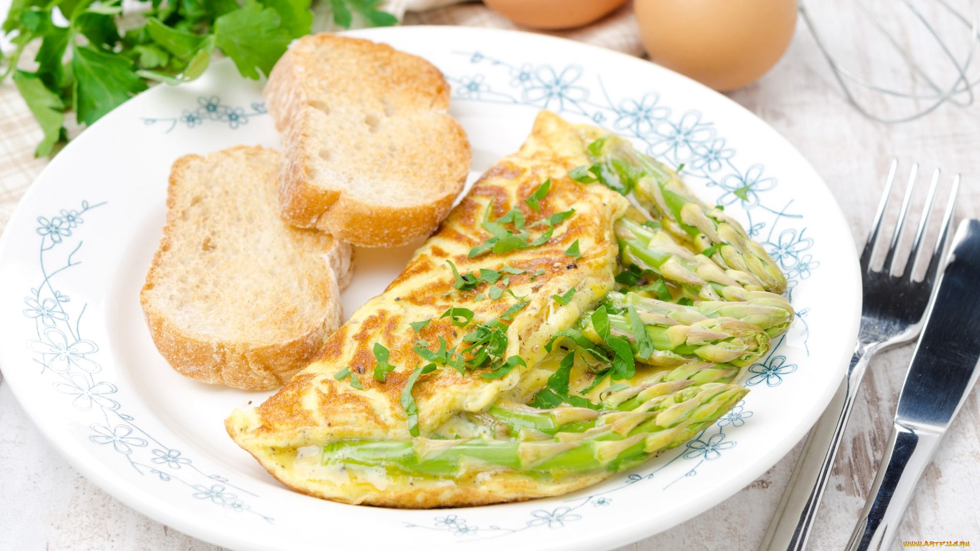 еда, Яичные, блюда, гренки, спаржа, омлет