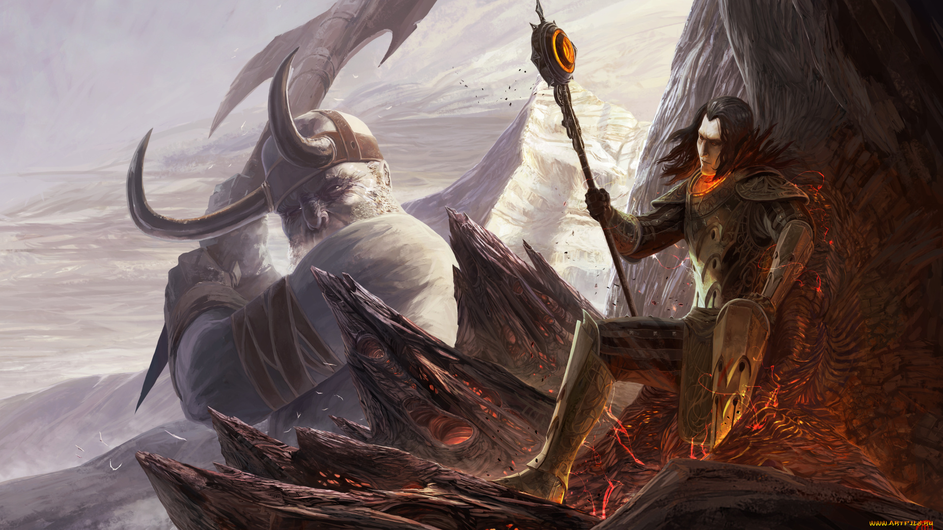 фэнтези, люди, воин, гигант, великан, доспехи