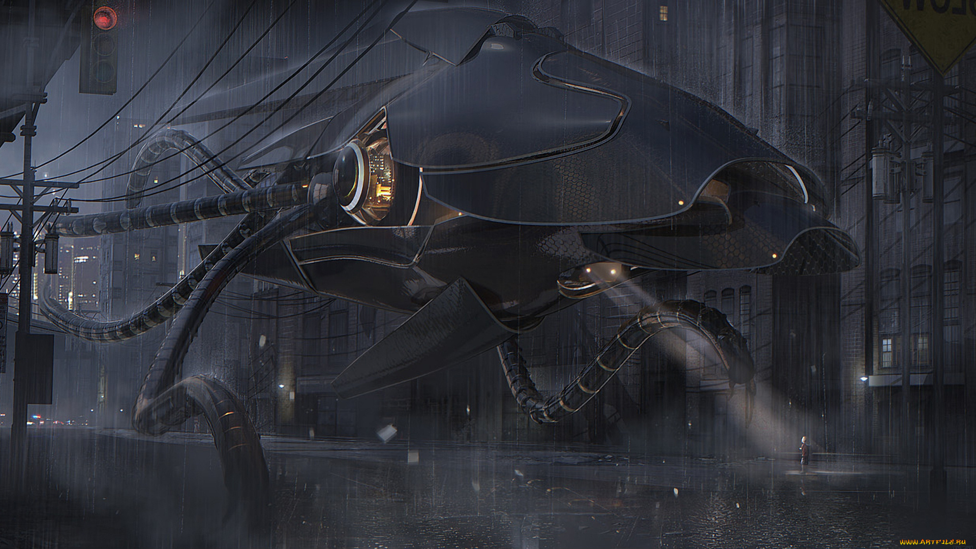 фэнтези, роботы, , киборги, , механизмы, город, улица, машина, мир, робот, иной