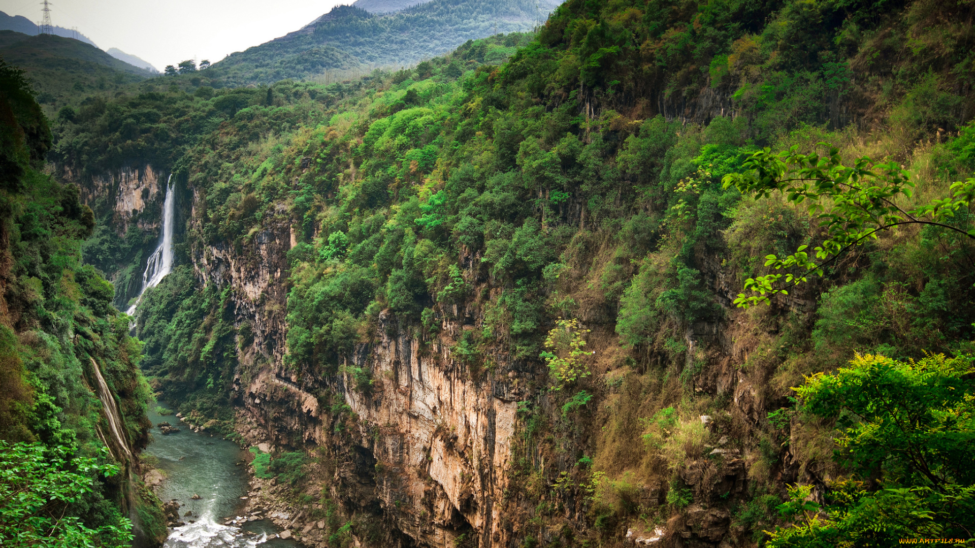 maling, river, природа, водопады, ущелье, леса, горы, водопад, река