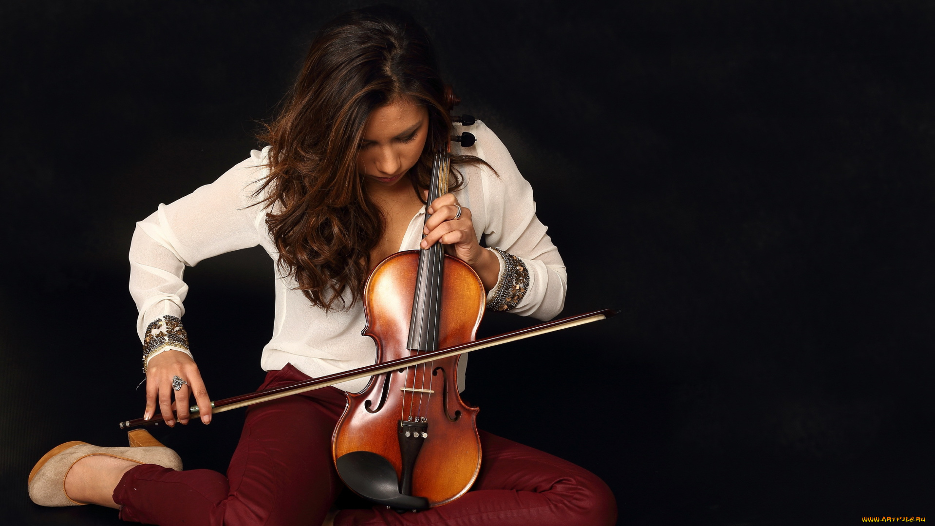 музыка, -, другое, девушка, скрипка