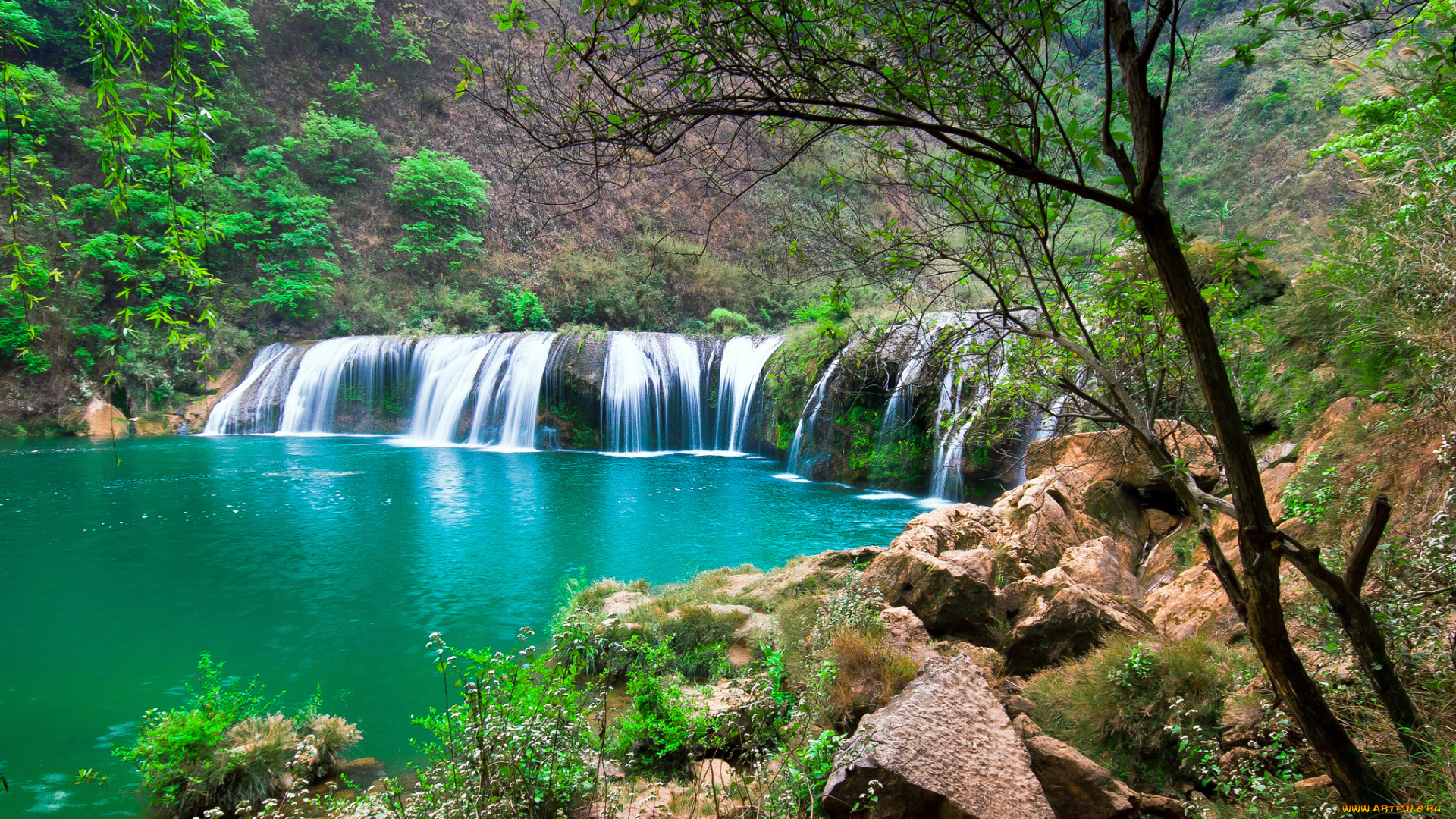природа, водопады, водопад, река