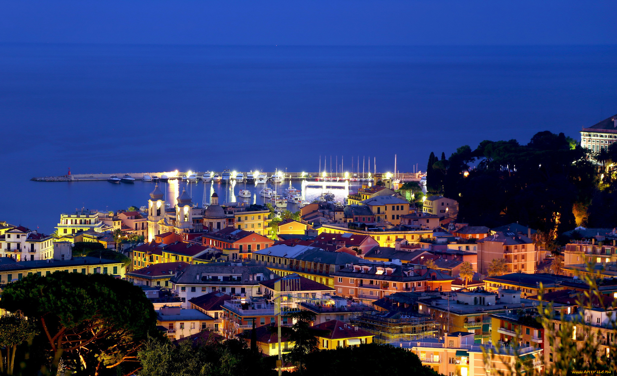 италия, лигурия, santa, margherita, города, амальфийское, и, лигурийское, побережье, , италия, лигурия, santa, margherita, ligure, дома, море, набережная, ночь, огни