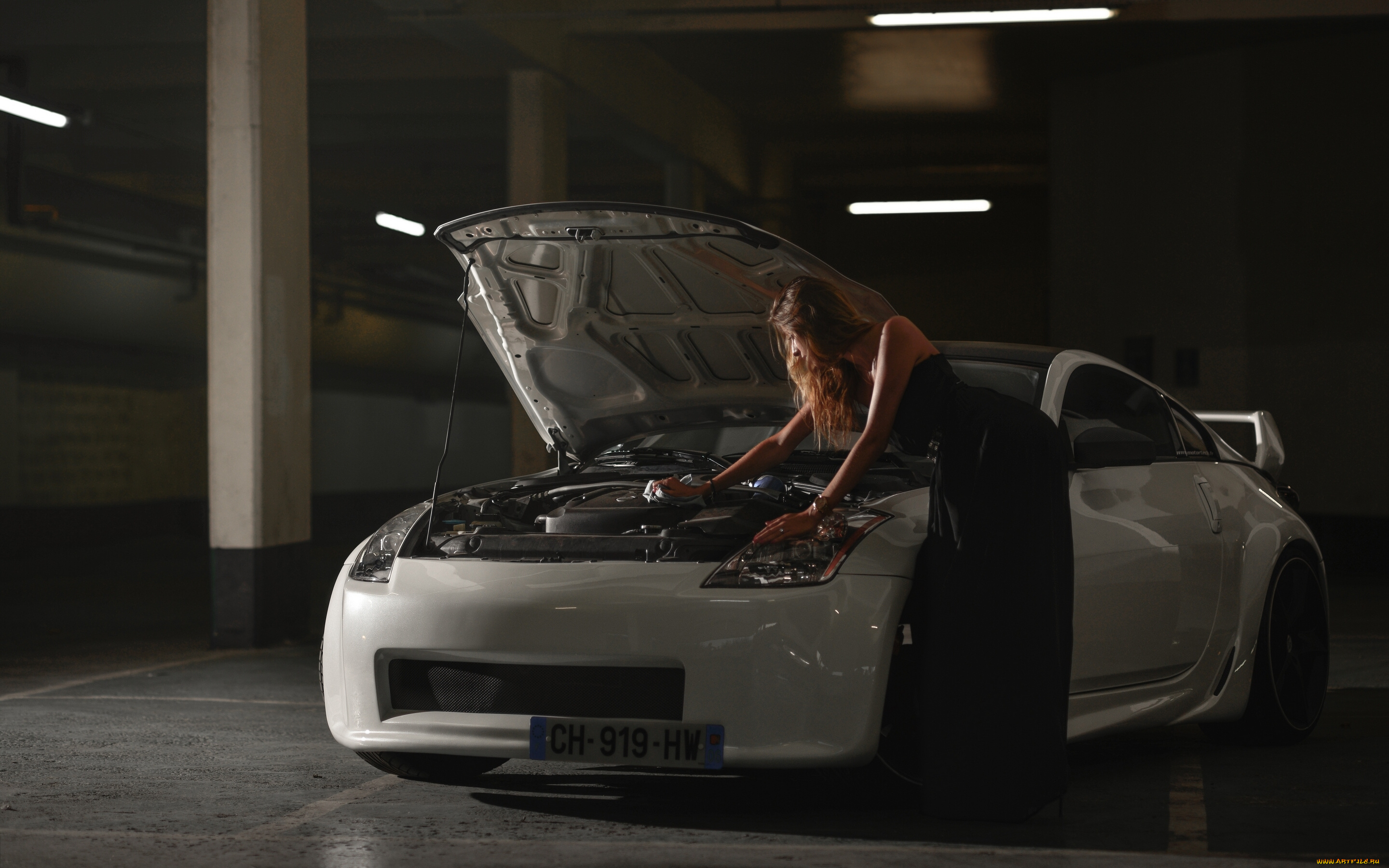 автомобили, авто, с, девушками, платье, белый