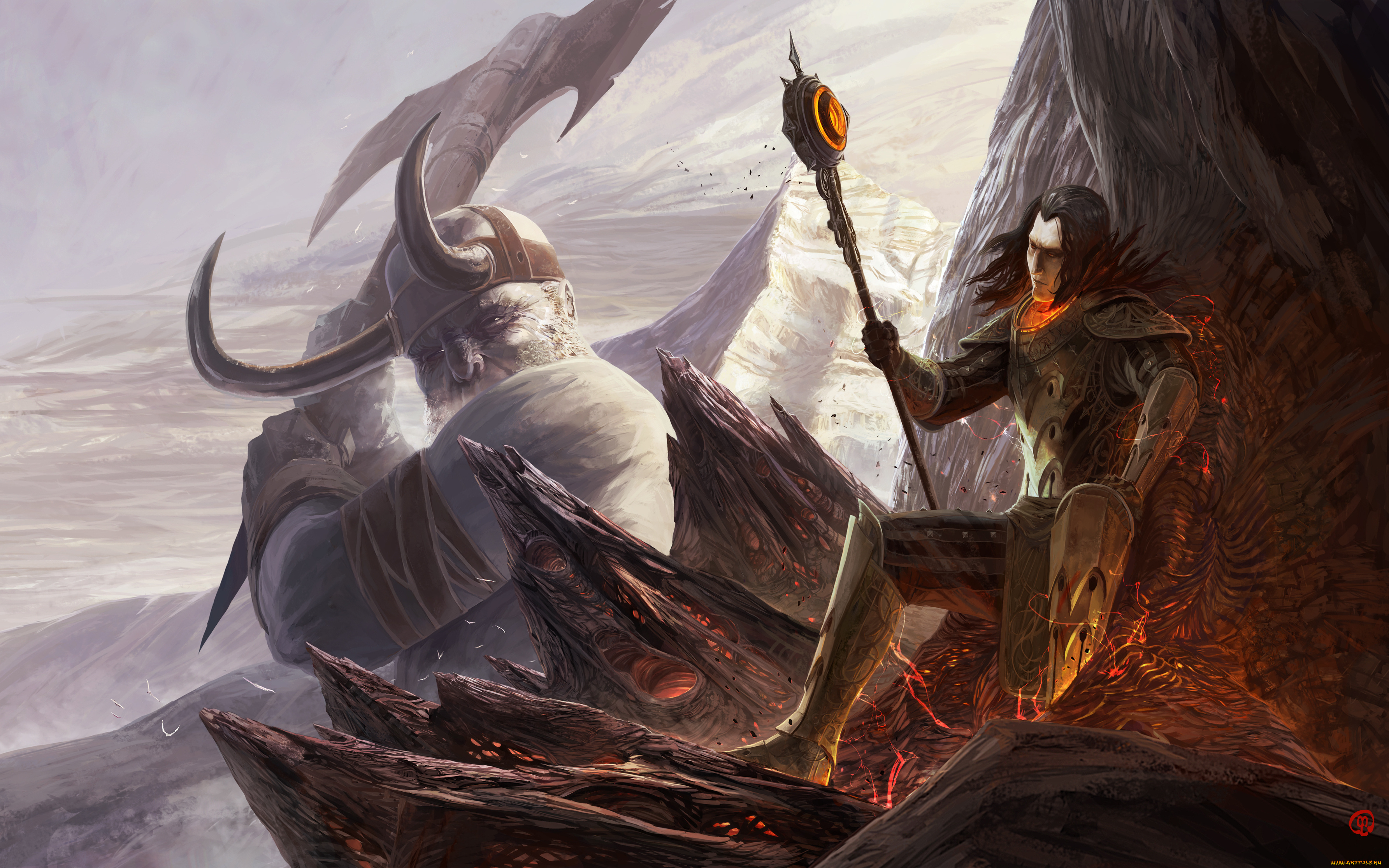 фэнтези, люди, воин, гигант, великан, доспехи