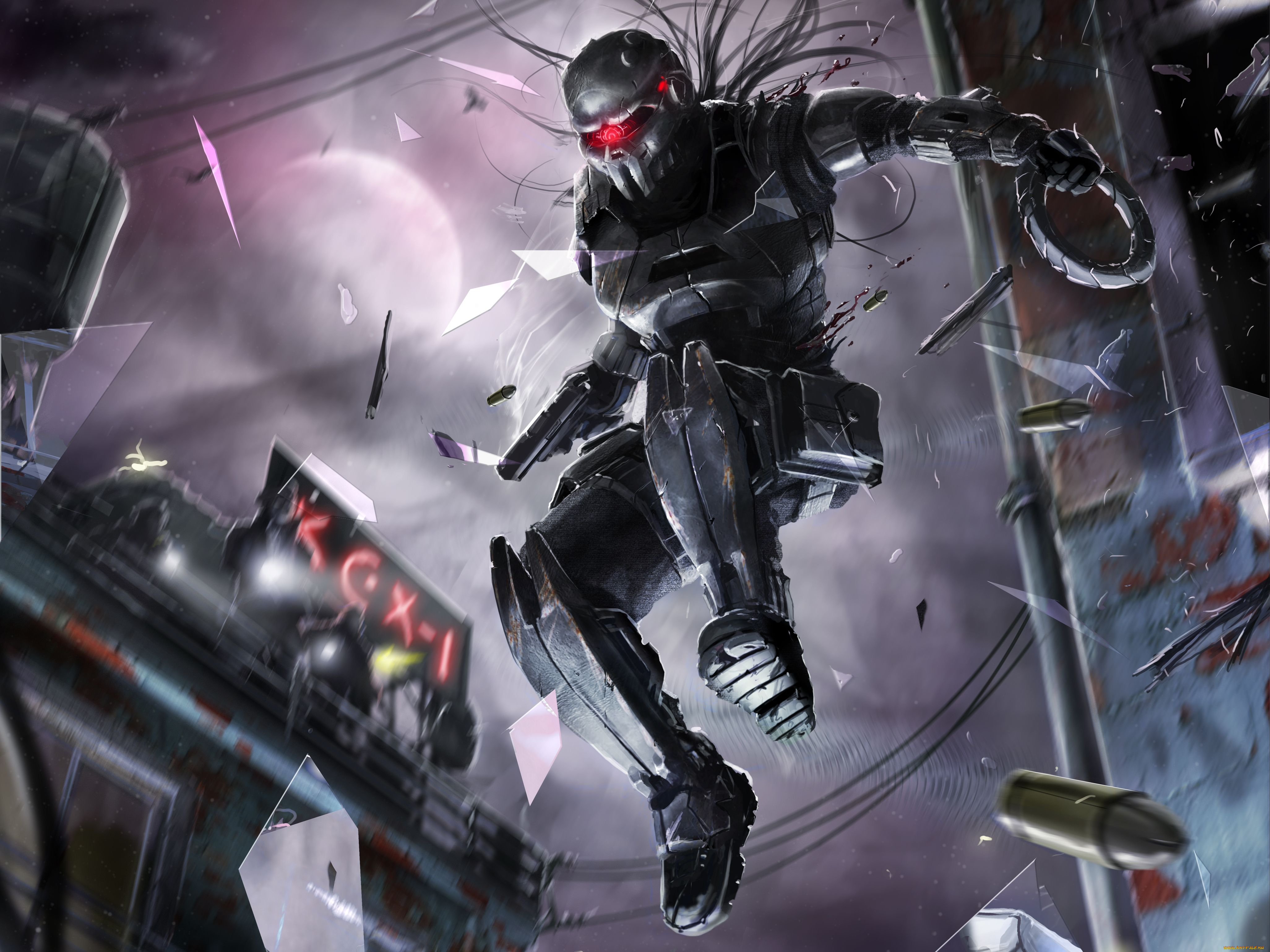 фэнтези, роботы, , киборги, , механизмы, робот, будущее, прыжок, киборг