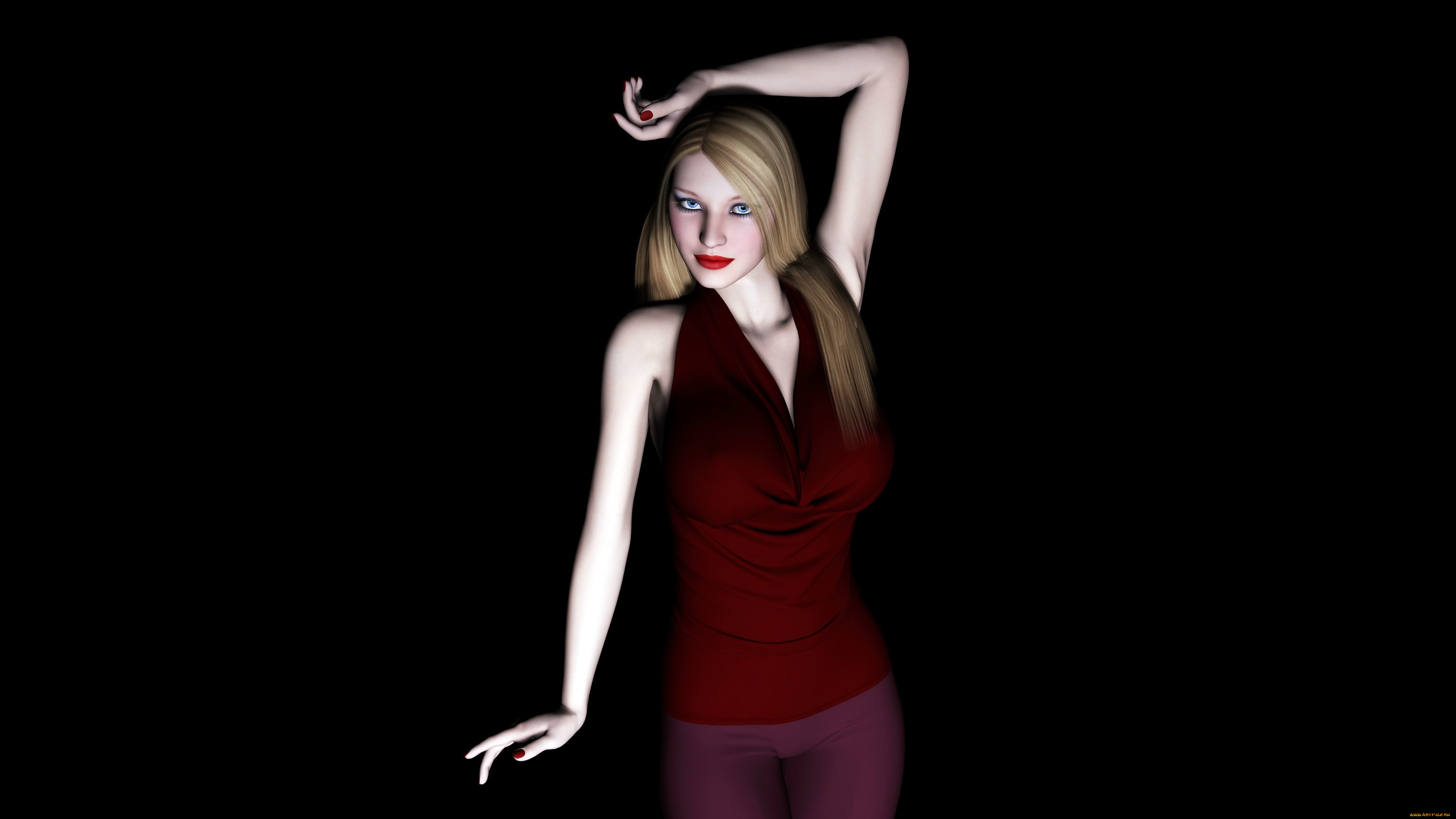 3д, графика, people, , люди, девушка, платье, фон, взгляд