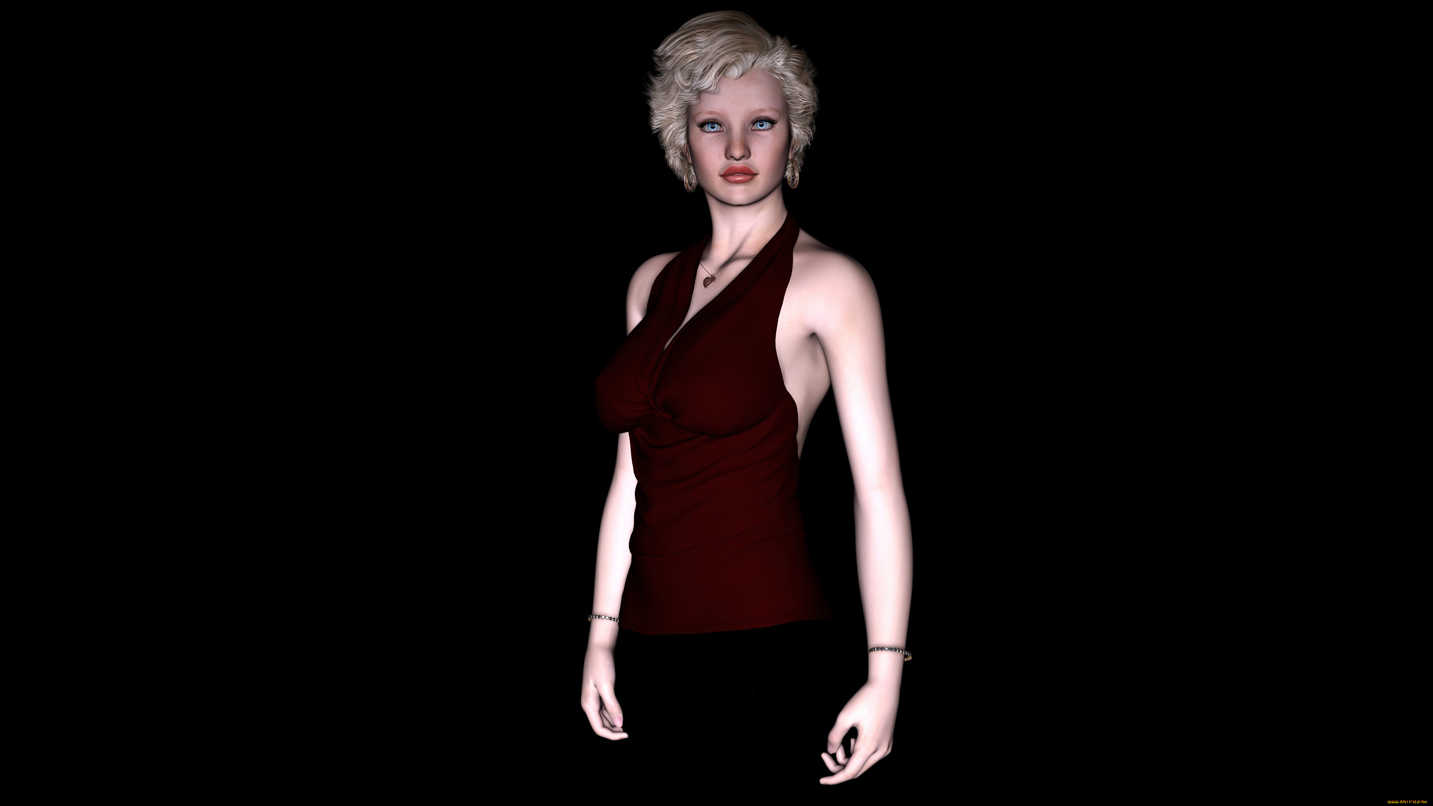 3д, графика, people, , люди, девушка, взгляд, фон, платье