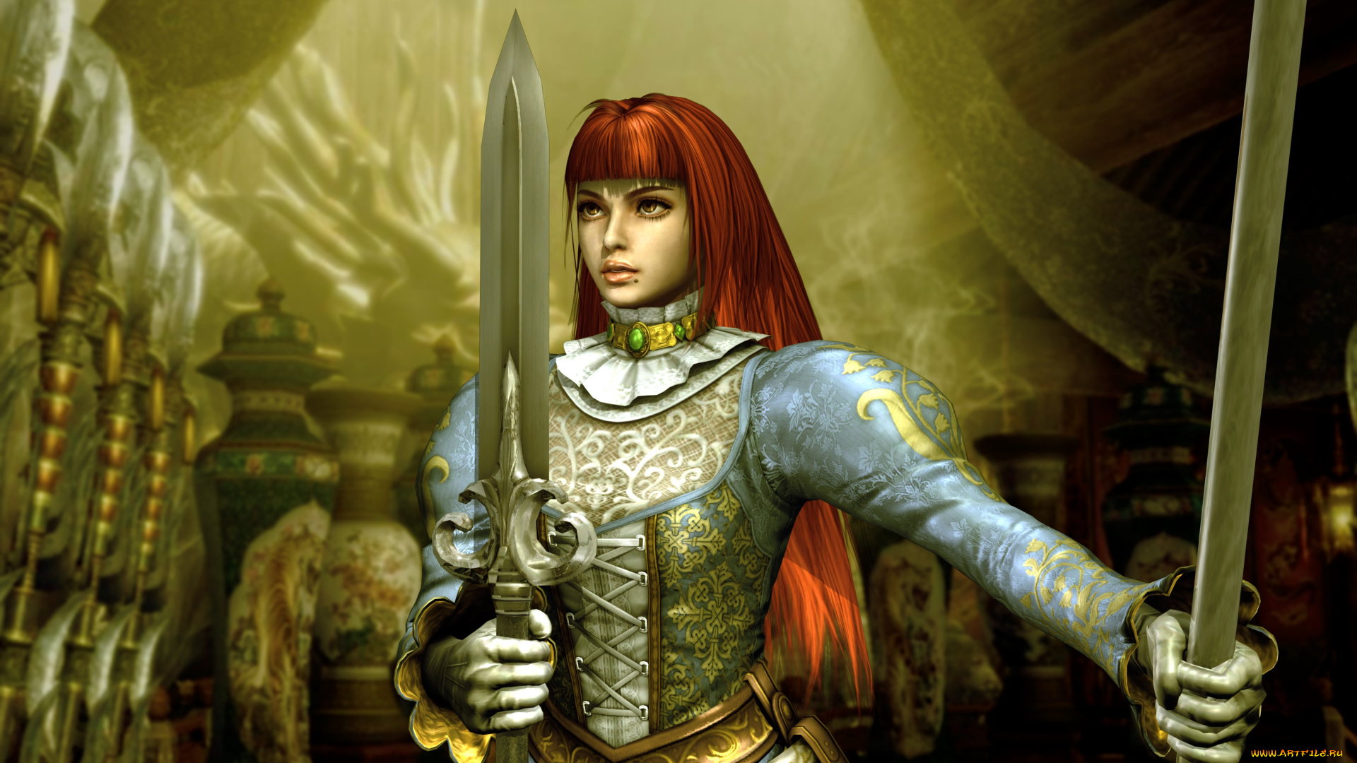 3д, графика, фантазия, , fantasy, фон, взгляд, меч, девушка