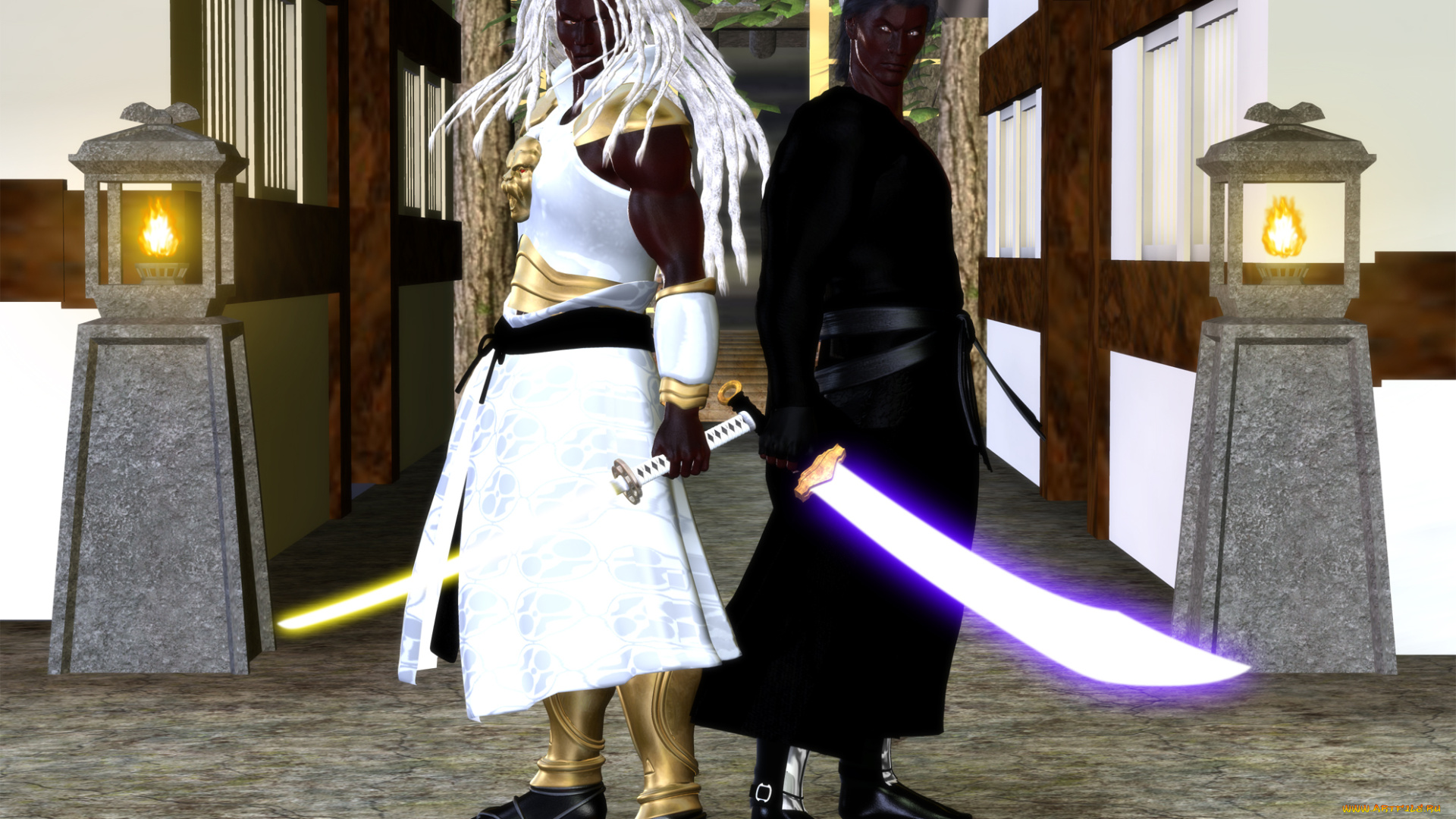 3д, графика, фантазия, , fantasy, оружие, мужчина, фон, взгляд, девушка