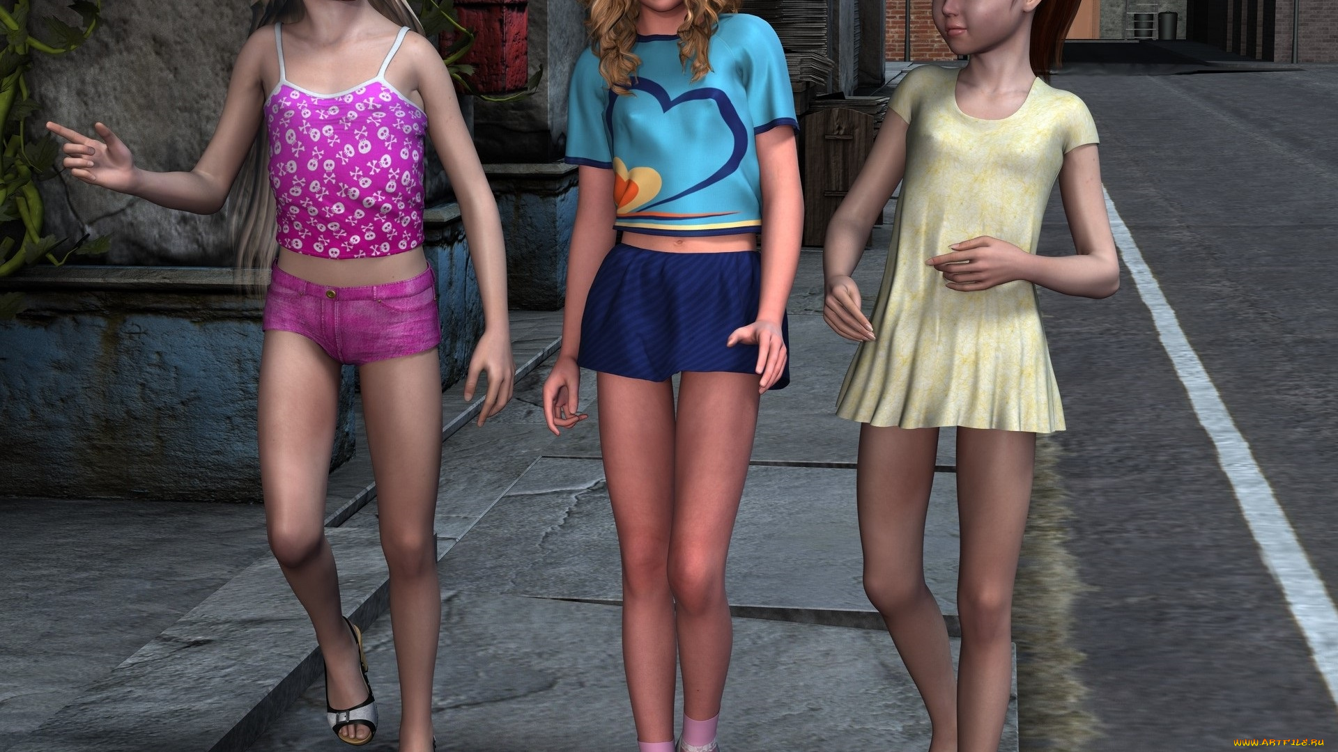 3д, графика, люди, , people, фон, взгляд, девушки