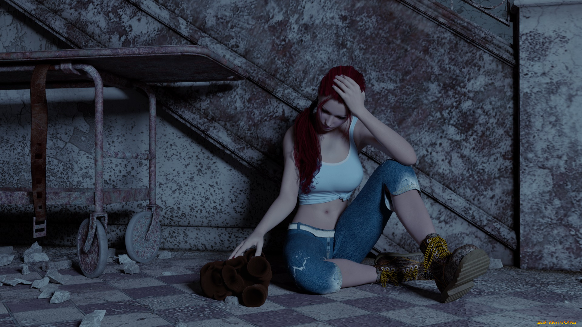 3д, графика, люди, , people, задумчивость, взгляд, фон, девушка