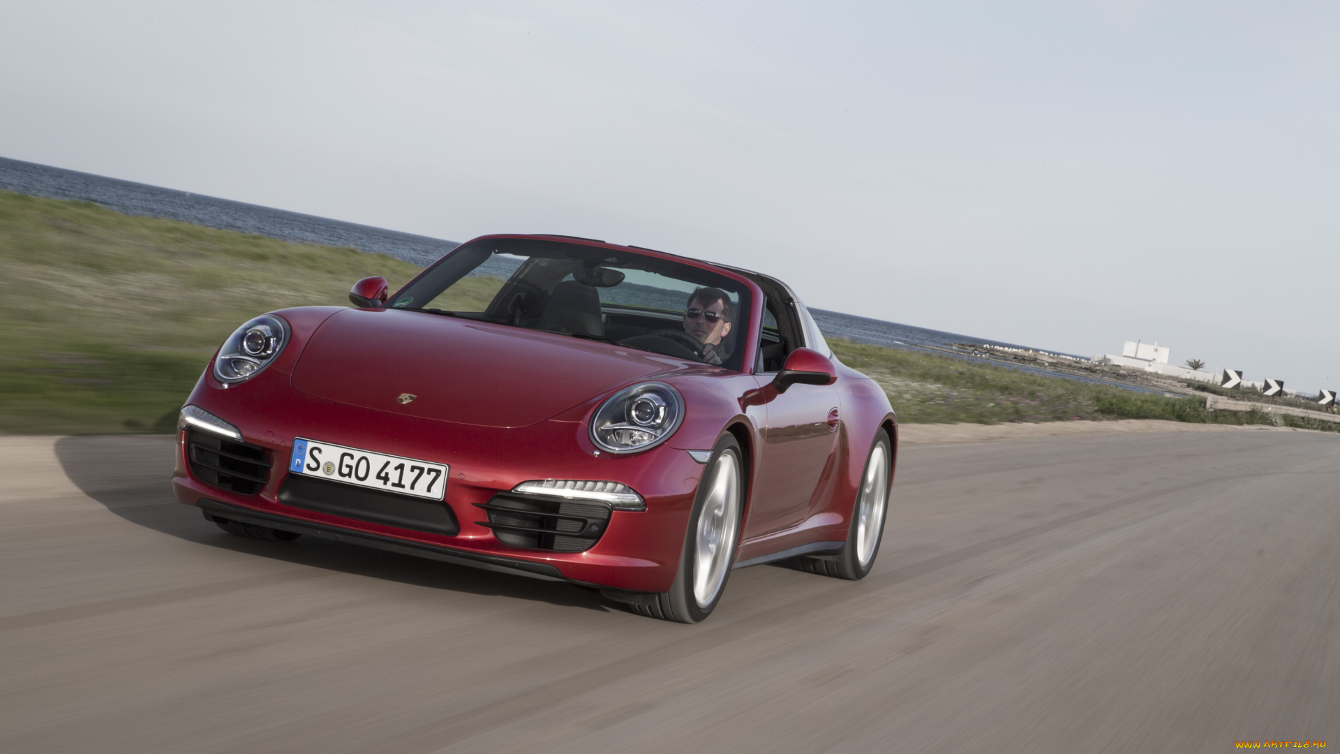 автомобили, porsche, targa, 4, 911, красный, 2014г, 991