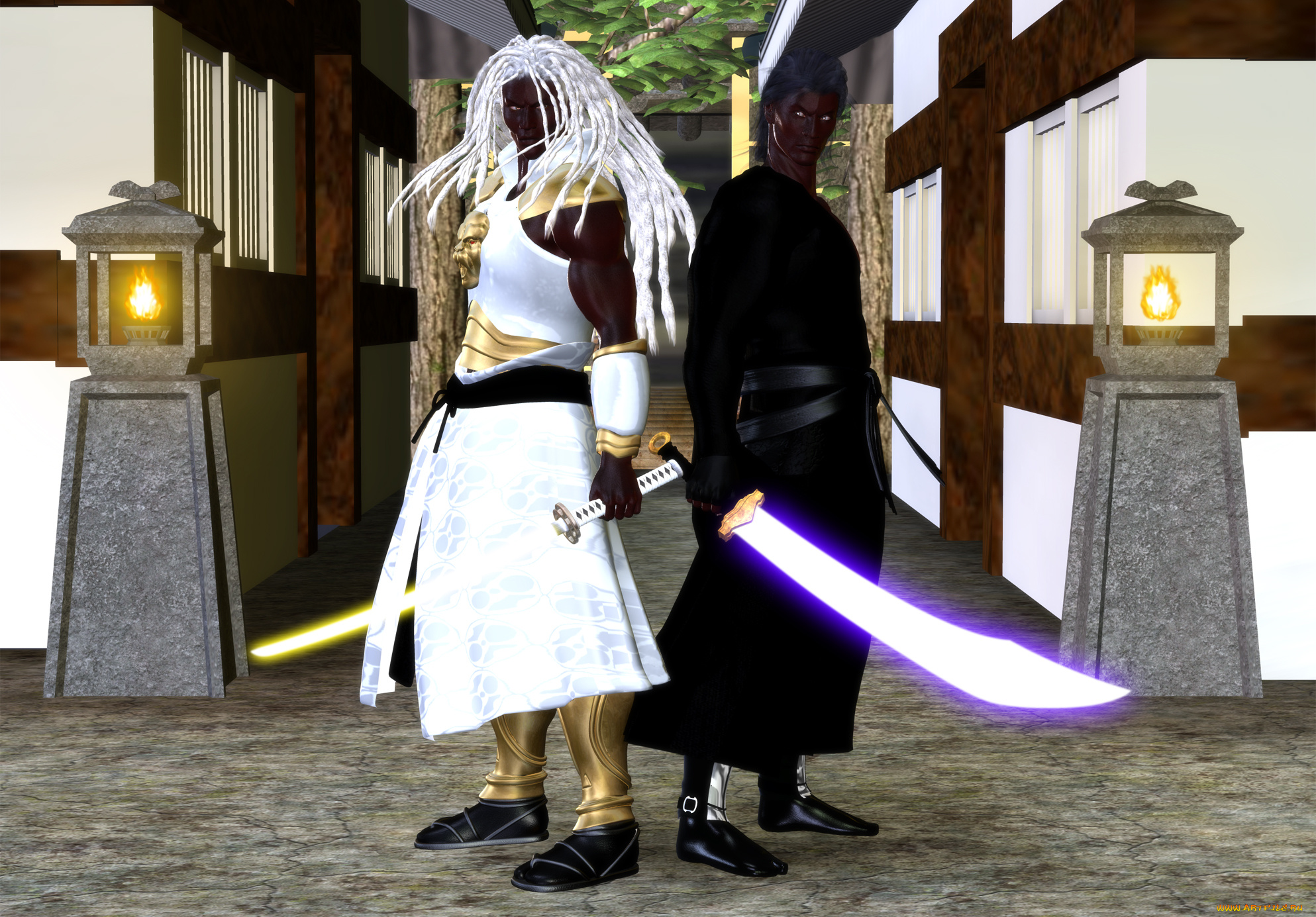 3д, графика, фантазия, , fantasy, оружие, мужчина, фон, взгляд, девушка