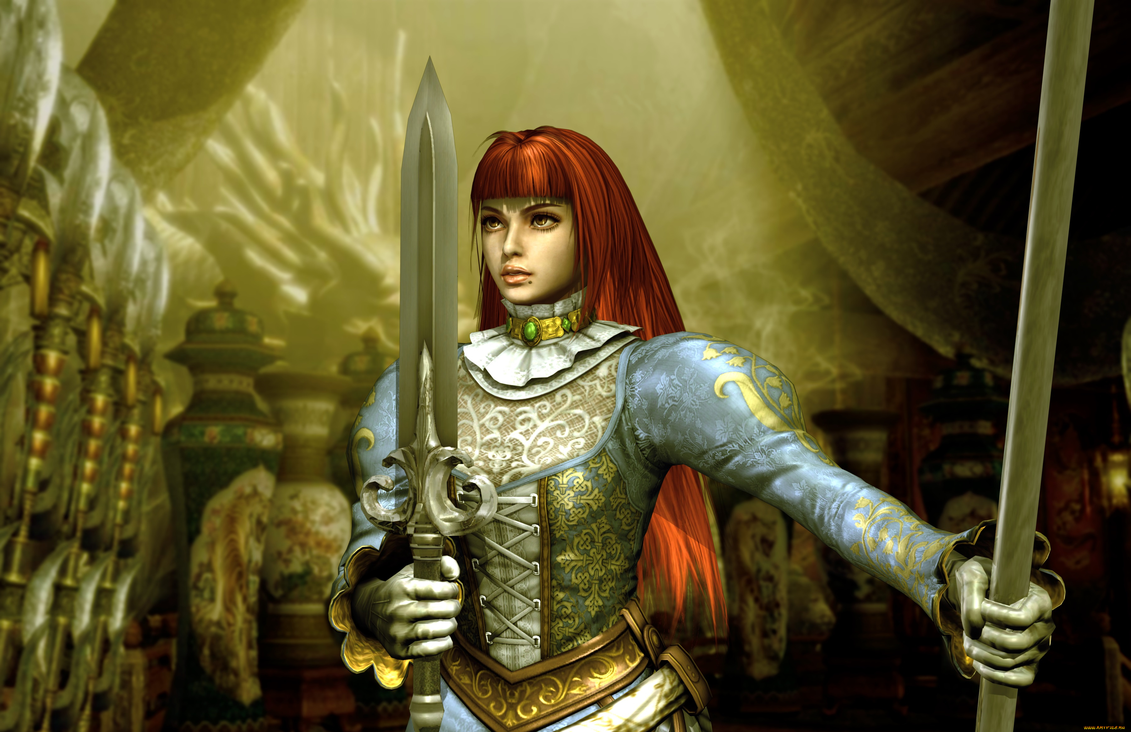 3д, графика, фантазия, , fantasy, фон, взгляд, меч, девушка