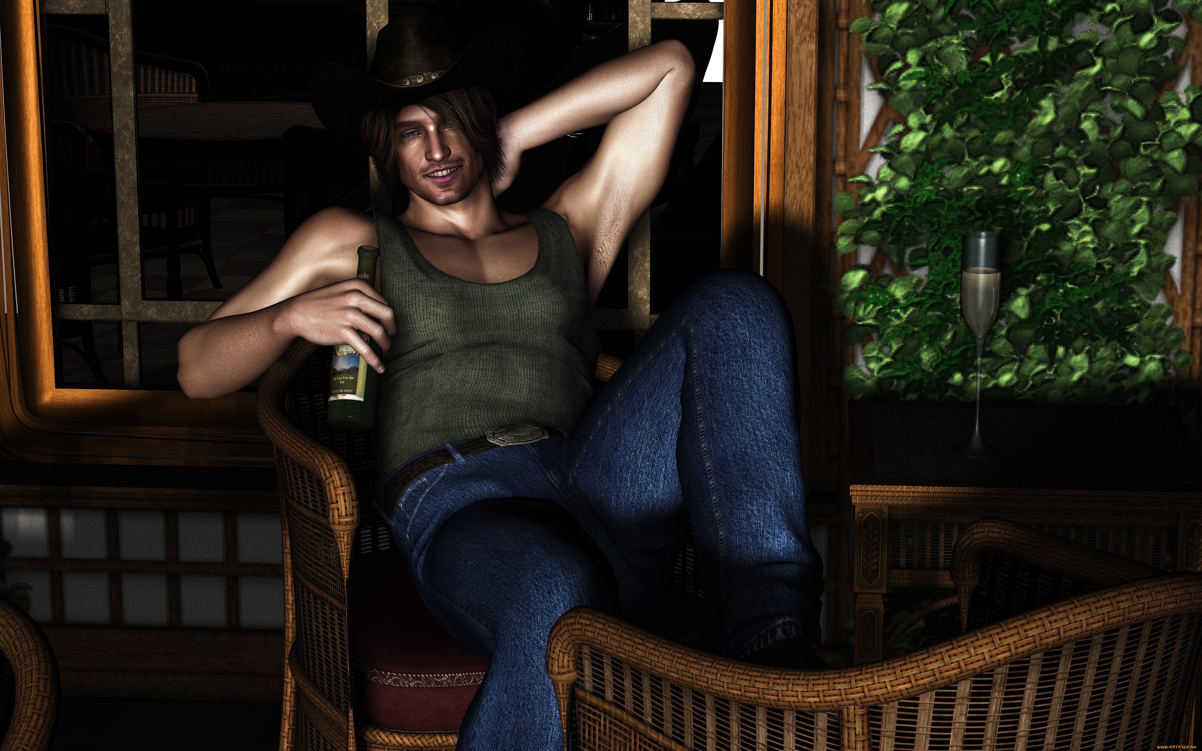 3д, графика, люди, , people, пиво, улыбка, мужчина, взгляд, фон