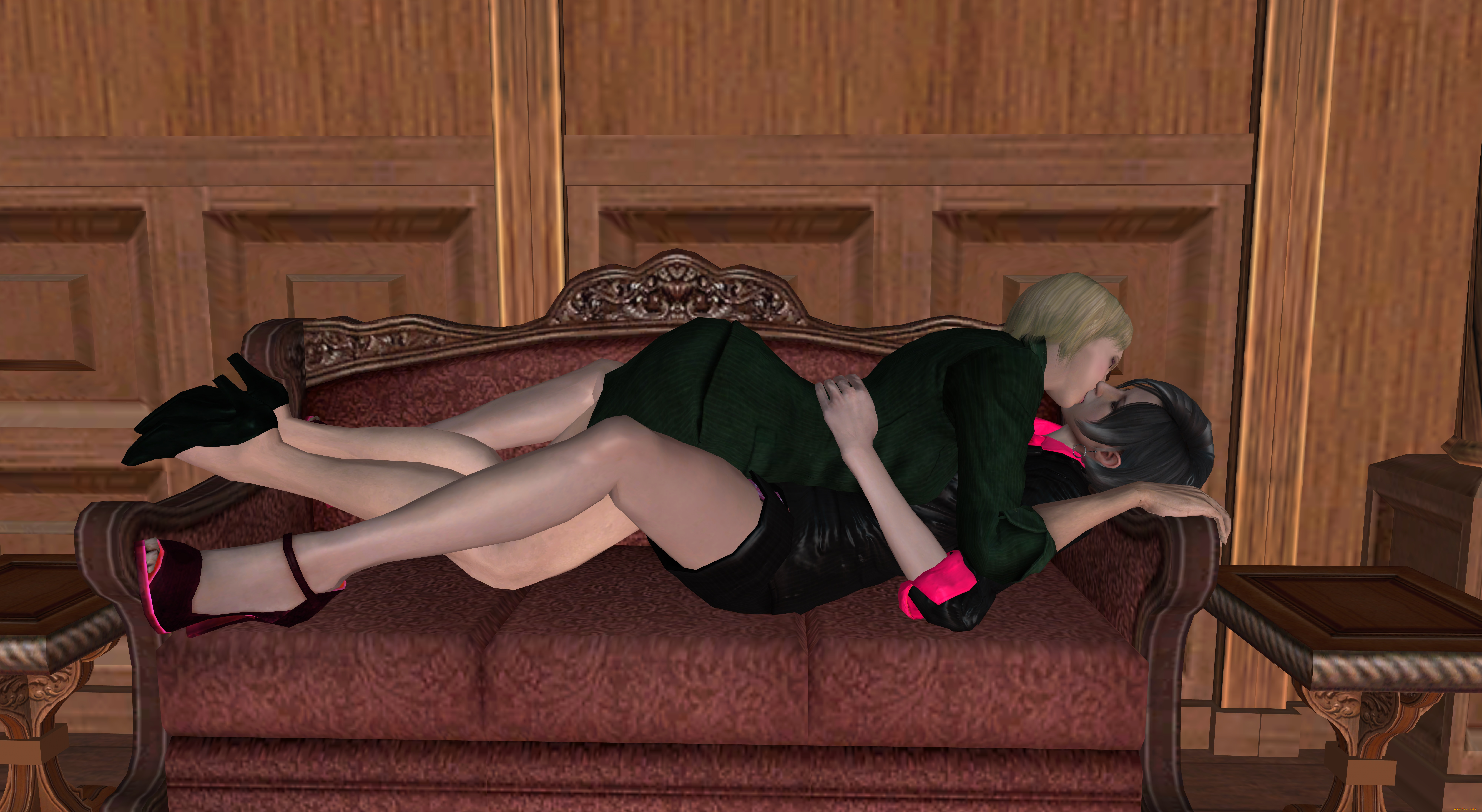 3д, графика, люди, , people, фон, взгляд, девушки, поцелуй